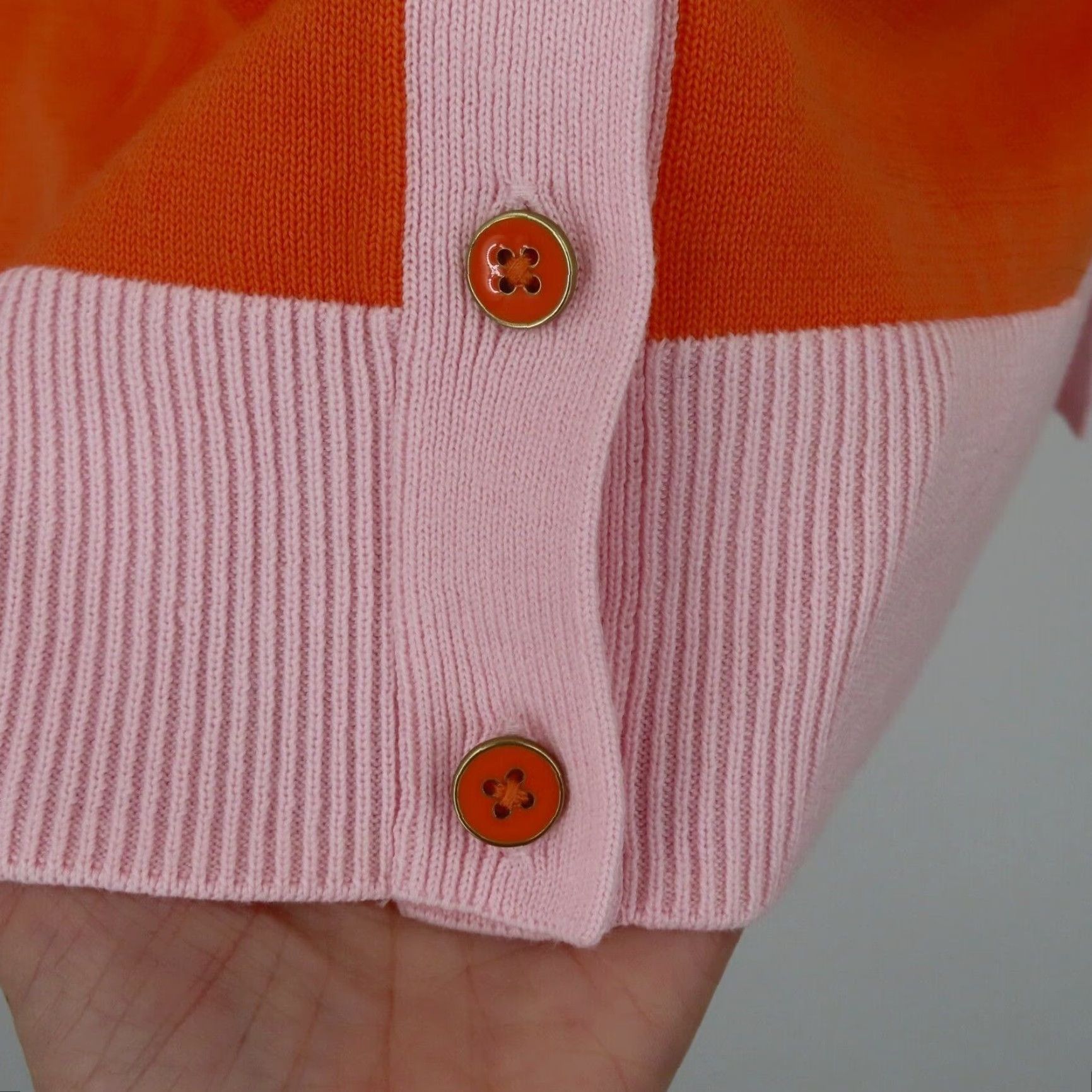 Talbots Talbots Sweater Women Petites SP Small Orange Pink Trim V Neck NEW Size S / US 4 / IT 40 - 4 Thumbnail