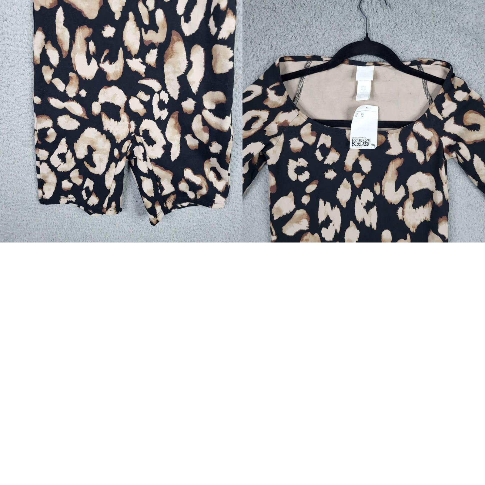 H&M H&M Womens Long Sleeve Stretch Unitard Jumpsuit XS New Multicolor Animal Print Square Neck Skinny Legged One-Piece Size XS / US 0-2 / IT 36-38 - 8 Thumbnail