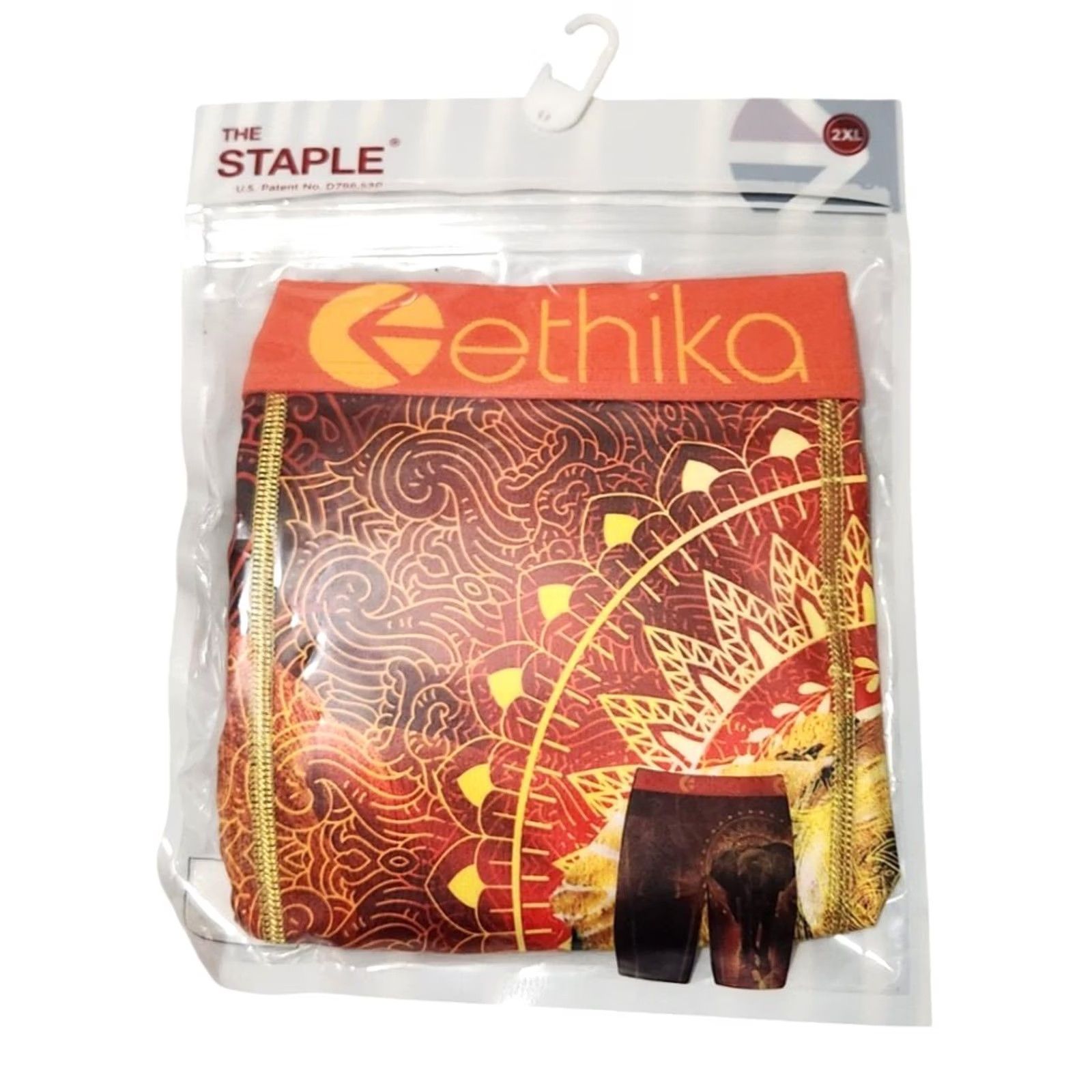 Vintage Ethika Mens Boxer Briefs The Staple Fit Elephant Orange Black 2XL Underwear Men's Boxer Briefs Size 48R - 3 Thumbnail
