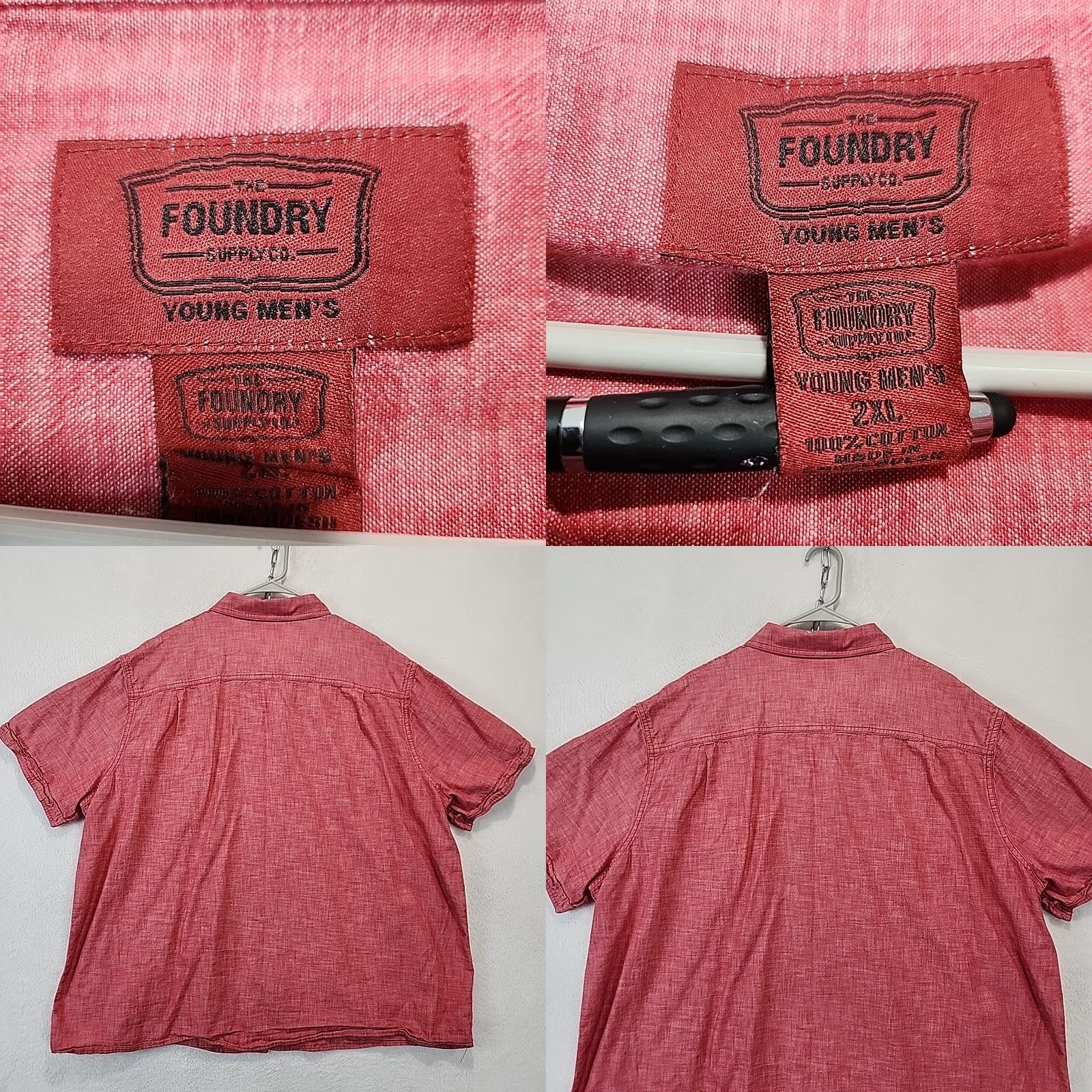 Vintage Foundry Men's 2XL Red Short Sleeve Button-Up Work Shirt Grunge Pocket Casual Shirt Size US XXL / EU 58 / 5 - 8 Thumbnail