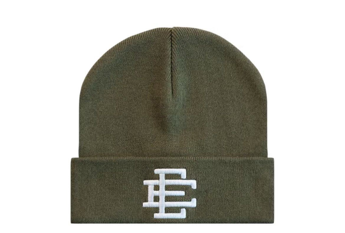 Eric Emanuel Eric Emanuel EE Olive w embroidered white winter hat beanie Size ONE SIZE - 1 Thumbnail