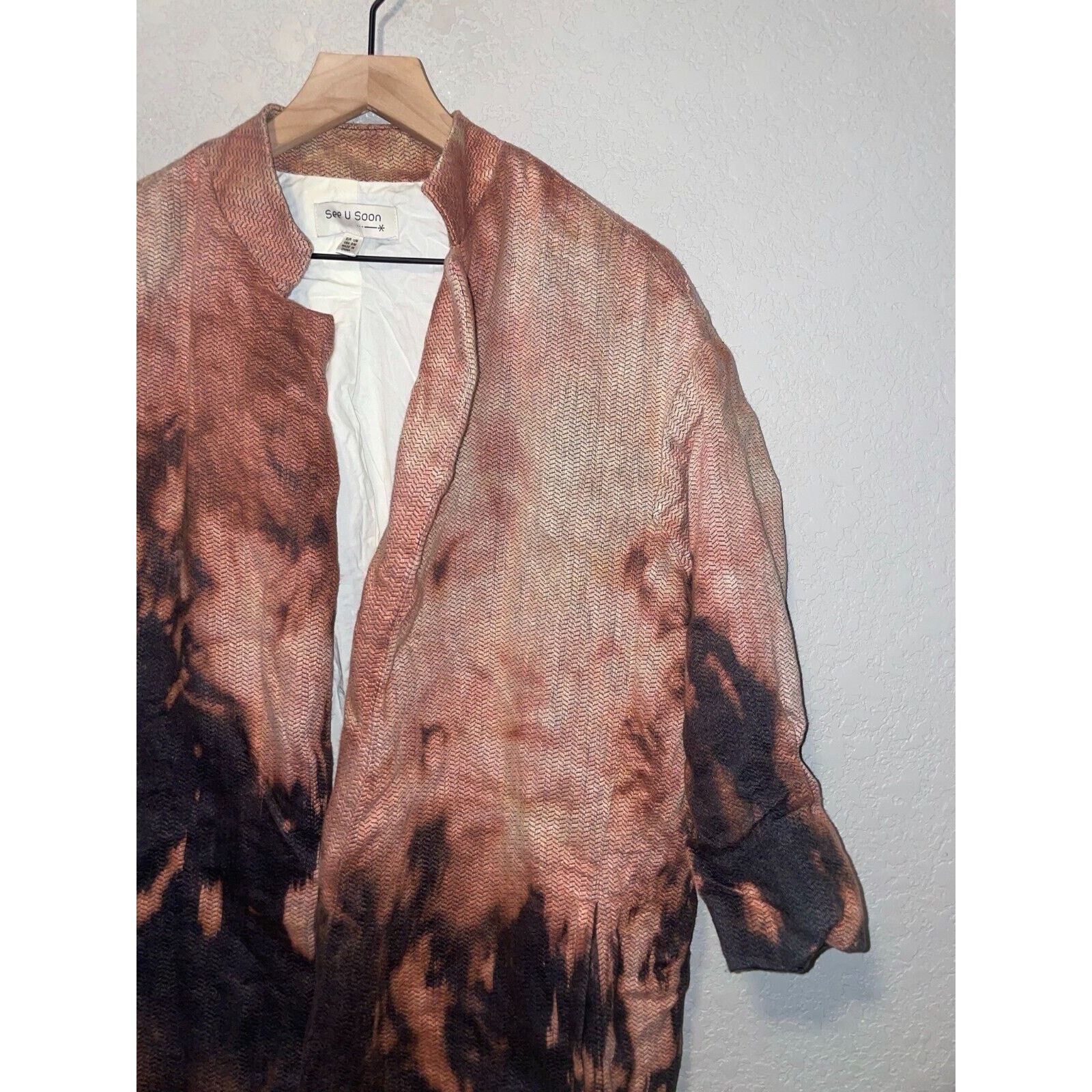 Vintage See U Soon Jacket Black Bleached Blazer Linen Poly M Medium Size M / US 6-8 / IT 42-44 - 3 Thumbnail