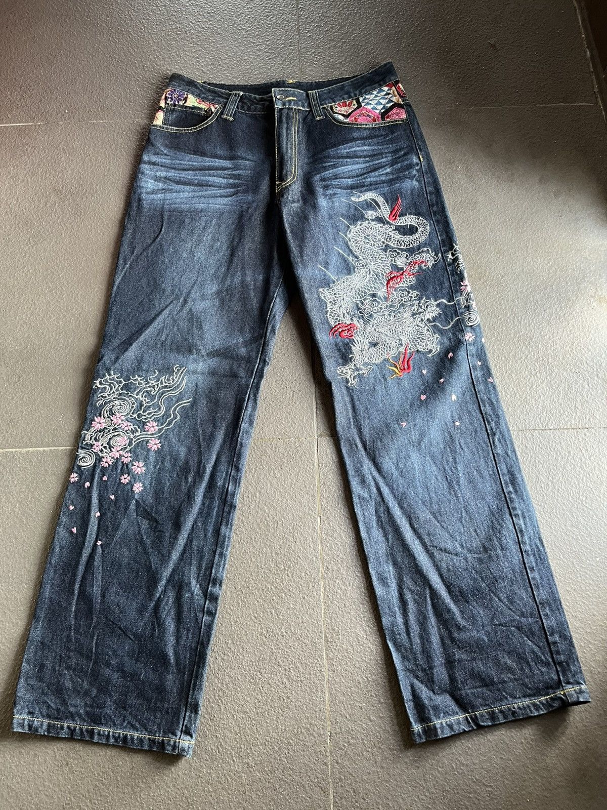 Karakuri Tamashii Vomaine Dragon Embroidery Wide Leg Denim Karakuri Tamashii Size US 32 / EU 48 - 3 Thumbnail