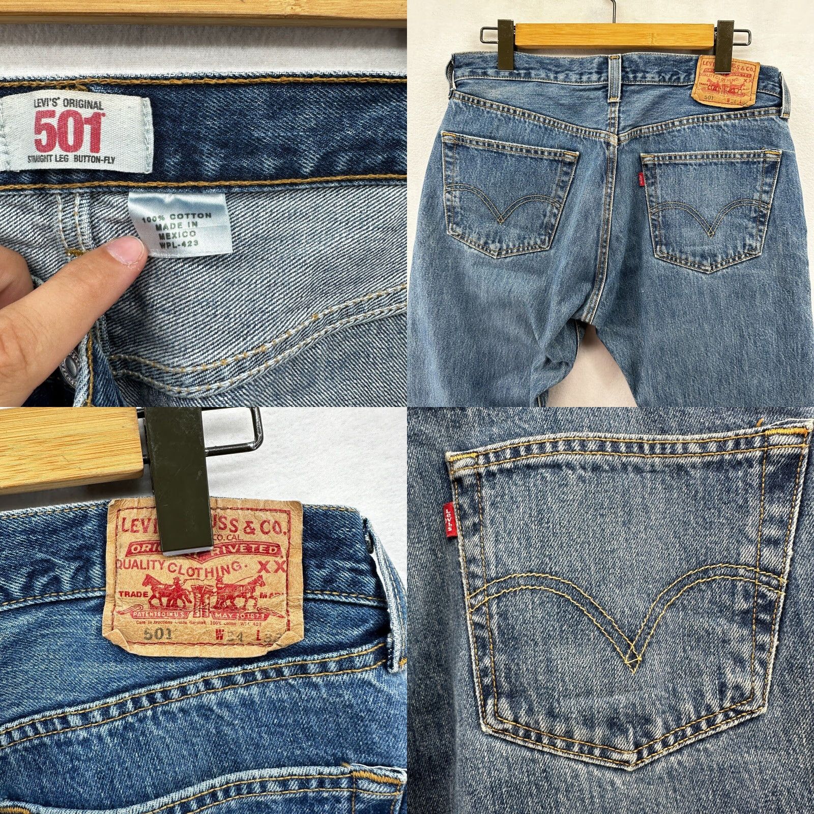 Levi's VINTAGE Levi's 501 Jeans Button Fly Denim Blue Straight Leg 34x32 Men Regular Belt Loops Leather Logo USA 501 Series Size US 34 / EU 50 - 9 Thumbnail