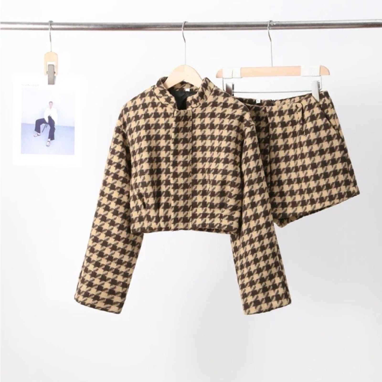 The Unbranded Brand New Chic Houndstooth Jacket and Shorts Set size S Size S / US 4 / IT 40 - 5 Thumbnail