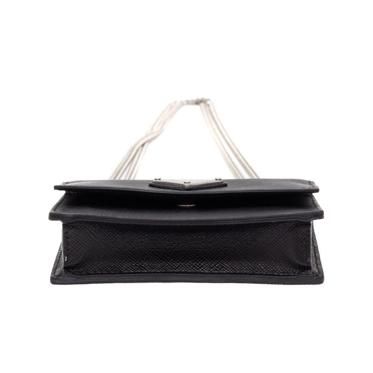 Prada 1.5k.$ PRADA Black Triangle Logo Mini Bag Chain Card Case Size ONE SIZE - 4 Thumbnail