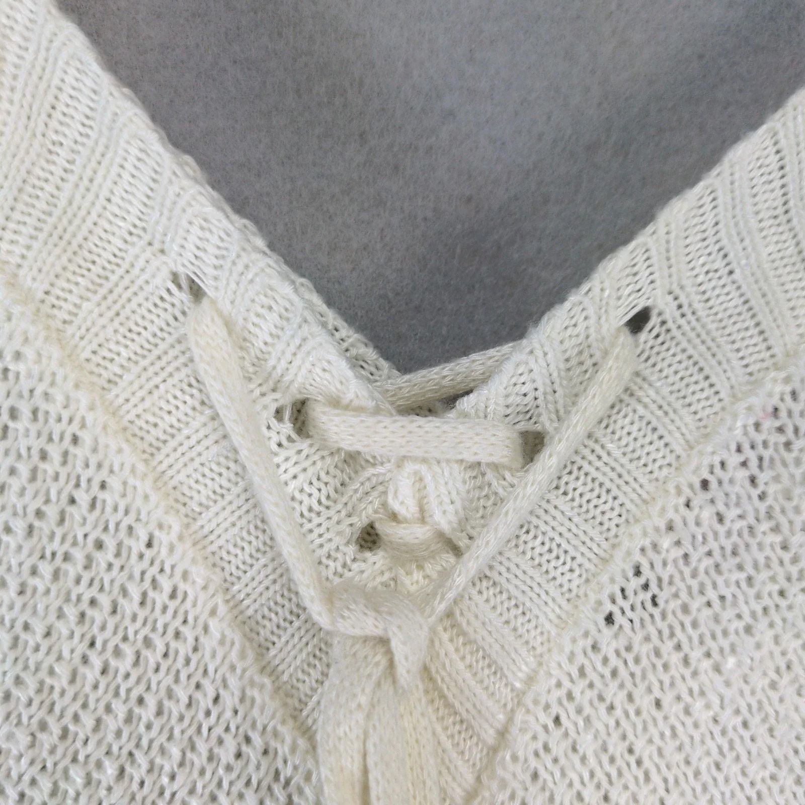 Other Madberry Ivory Knit Poncho Tank Top Womens L Corset Tie Neck Size L / US 10 / IT 46 - 10 Thumbnail