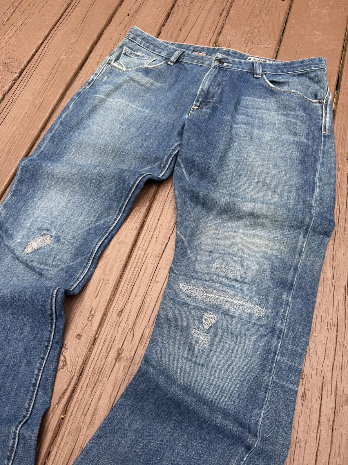 Volcom VTG Volcom Jeans Straight Boot 36 distress faded skate patch Size US 36 / EU 52 - 7 Thumbnail
