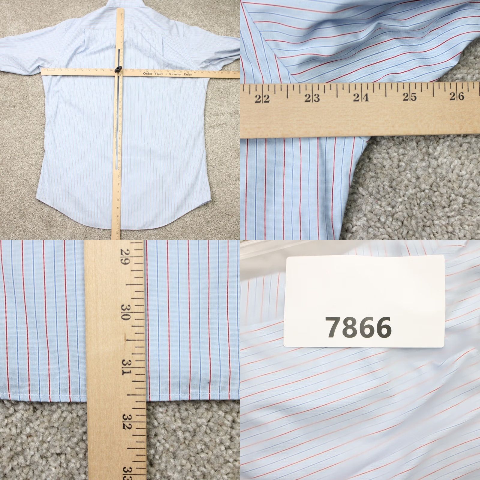 Jos. A. Bank Jos. A. Bank Dress Shirt Mens 16, 34 Blue/Red French Cuff Tailored Fit Long Sleeve Size US L / EU 52-54 / 3 - 8 Thumbnail