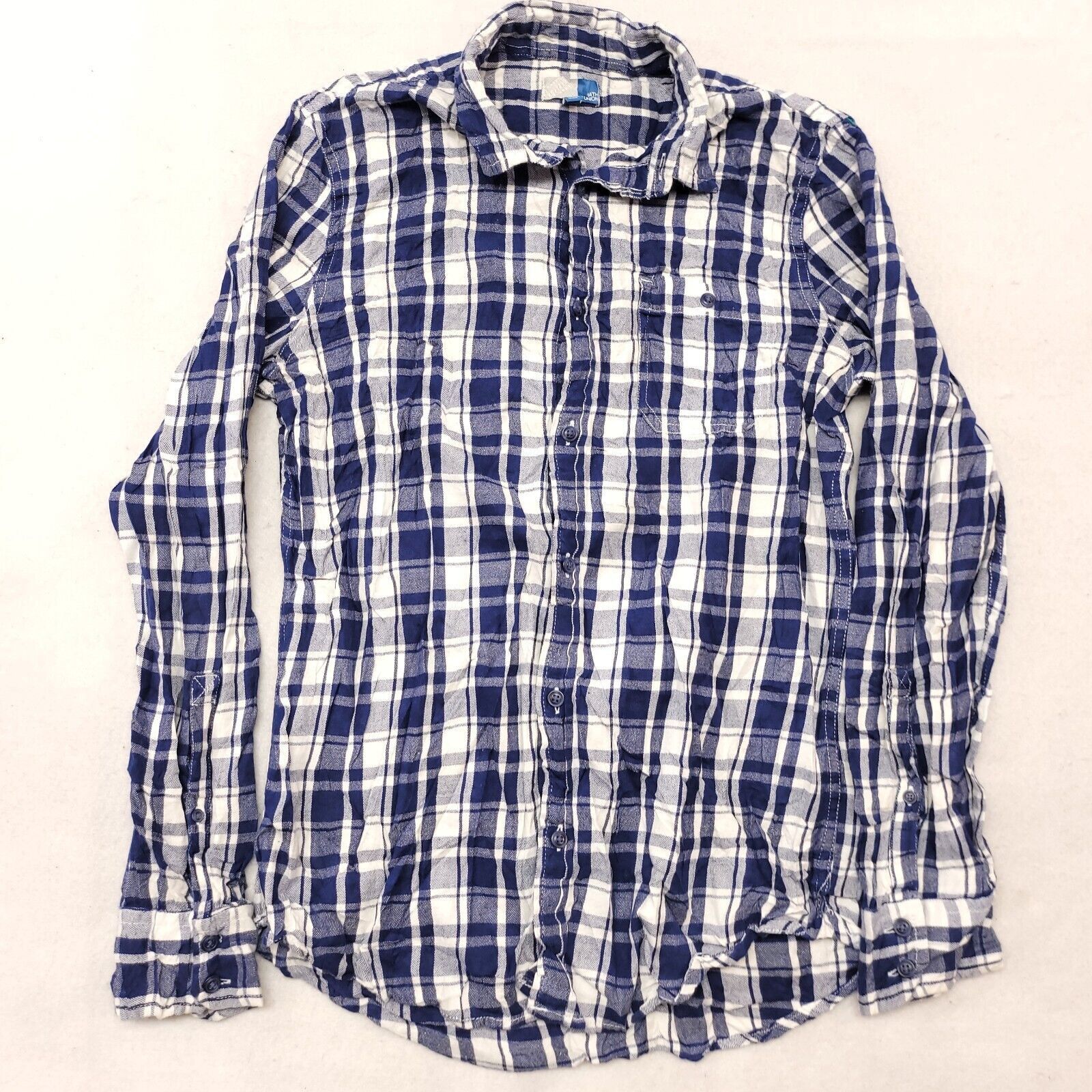 14th & Union 14th & Union Madras Flannel Shirt Mens Size Medium M Blue Size US M / EU 48-50 / 2 - 2 Thumbnail