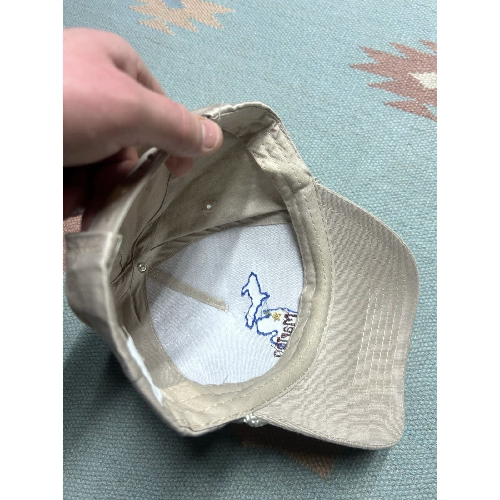 Vintage VINTAGE SnapBack hat cap Marion Michigan mitten cotton beige tan adjustable Size ONE SIZE - 7 Thumbnail