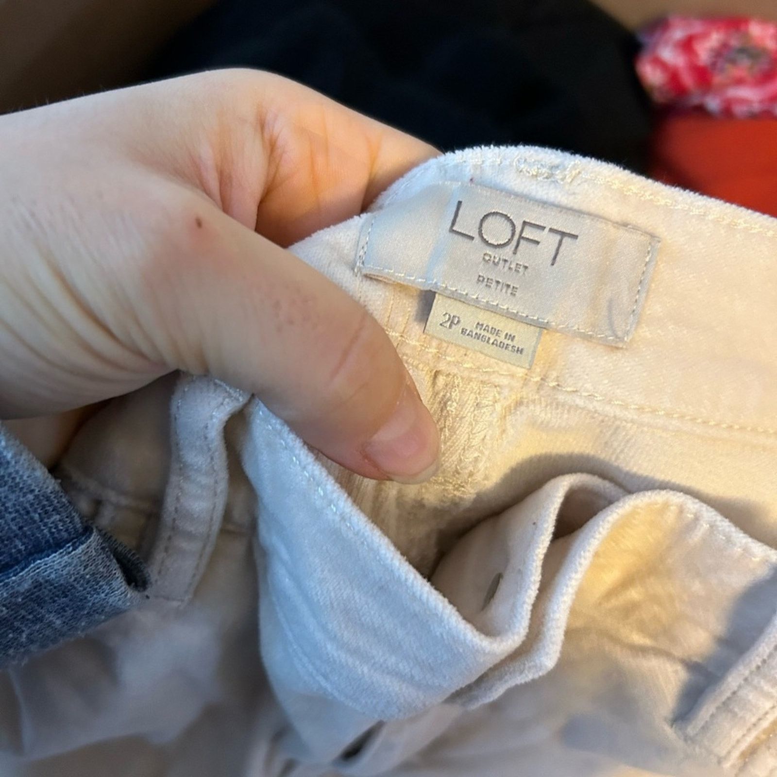 Loft Loft Cream Velour Skinny Pants Size 26" / US 2 / IT 38 - 3 Thumbnail