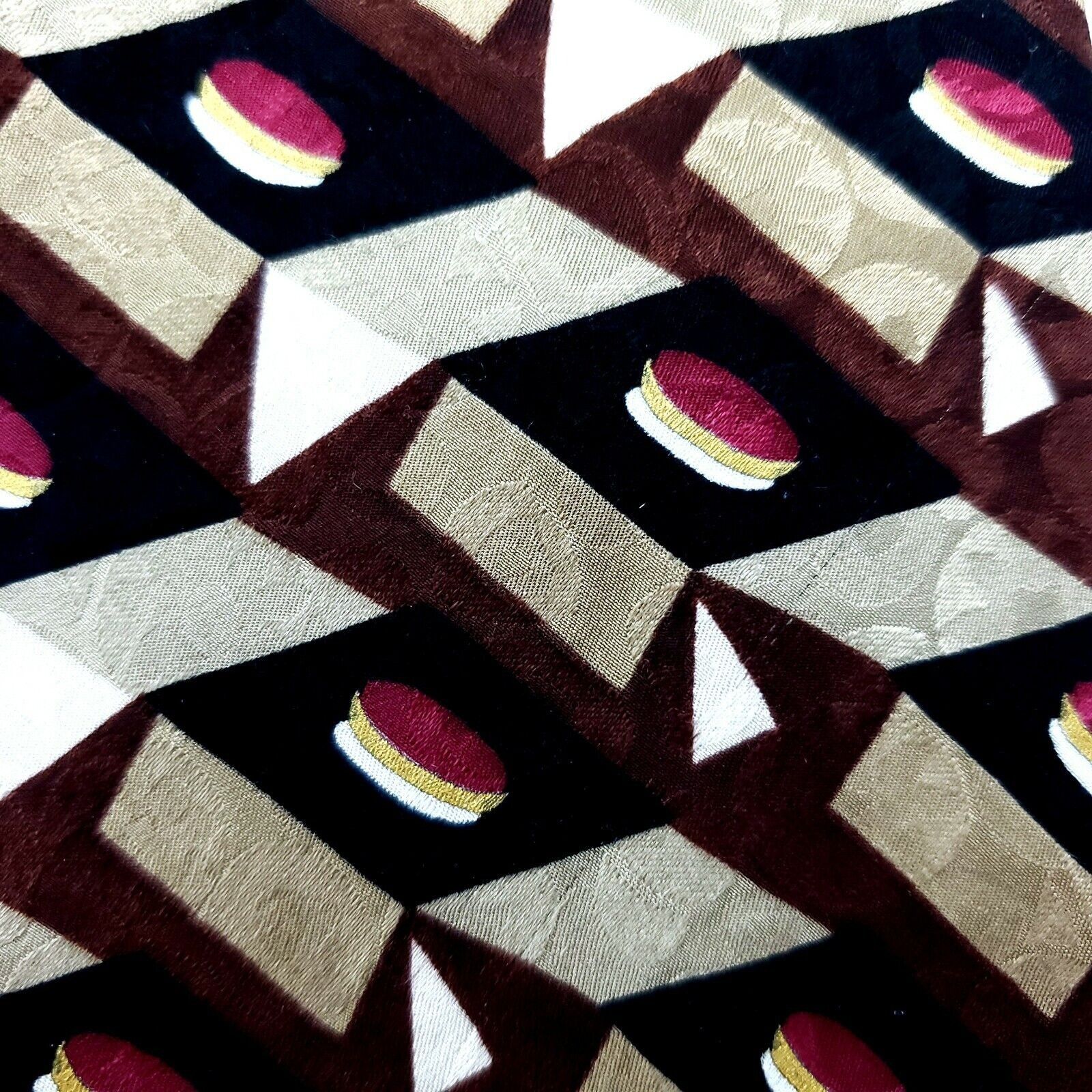 Vintage Ziggurat by Mulberry Abstract Brown Silk Tie Print Size ONE SIZE - 2 Thumbnail