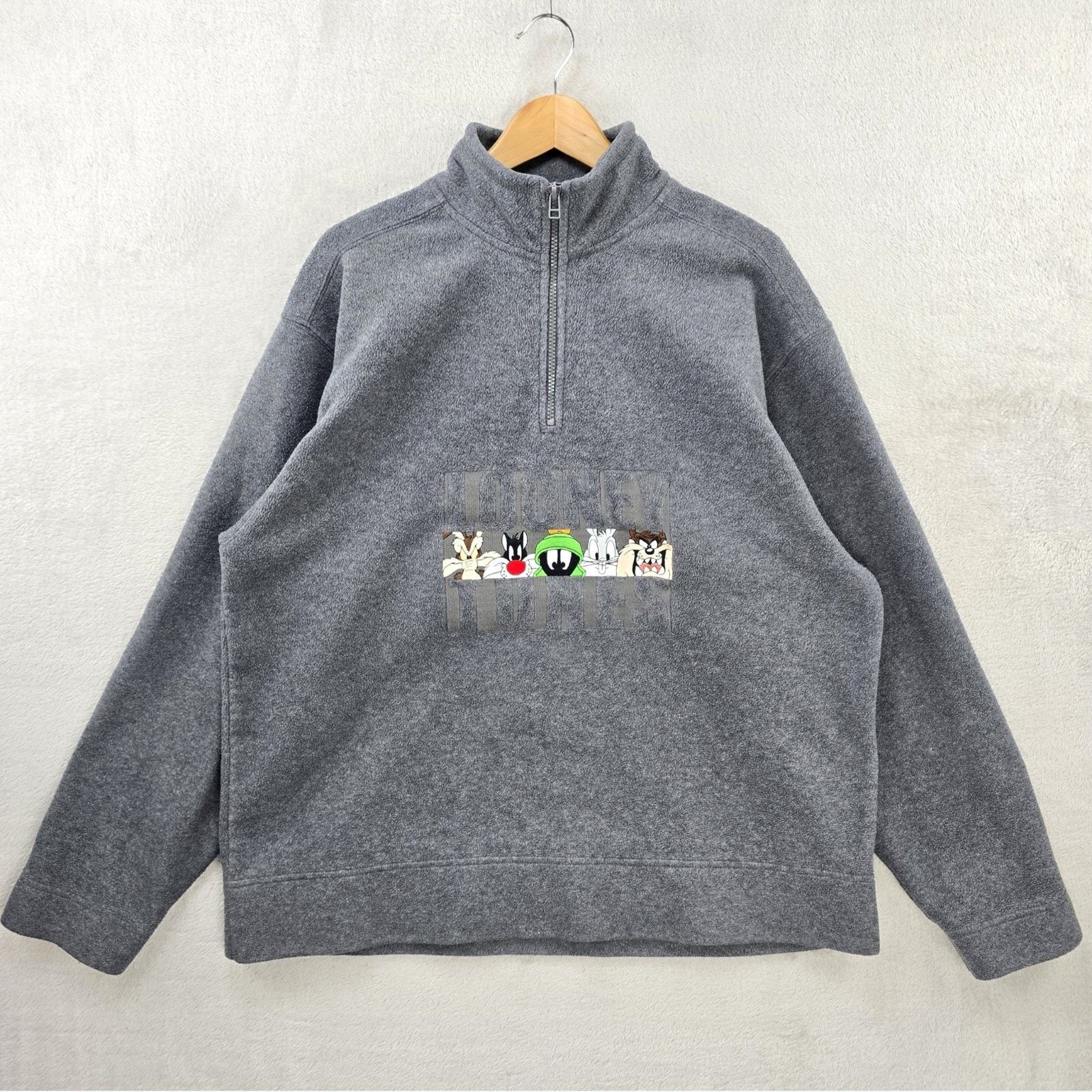 Warner Bros Vintage Looney Tunes 1/4 Zip Fleece Large Taz Wile Bugs Y2K Size US L / EU 52-54 / 3 - 1 Thumbnail