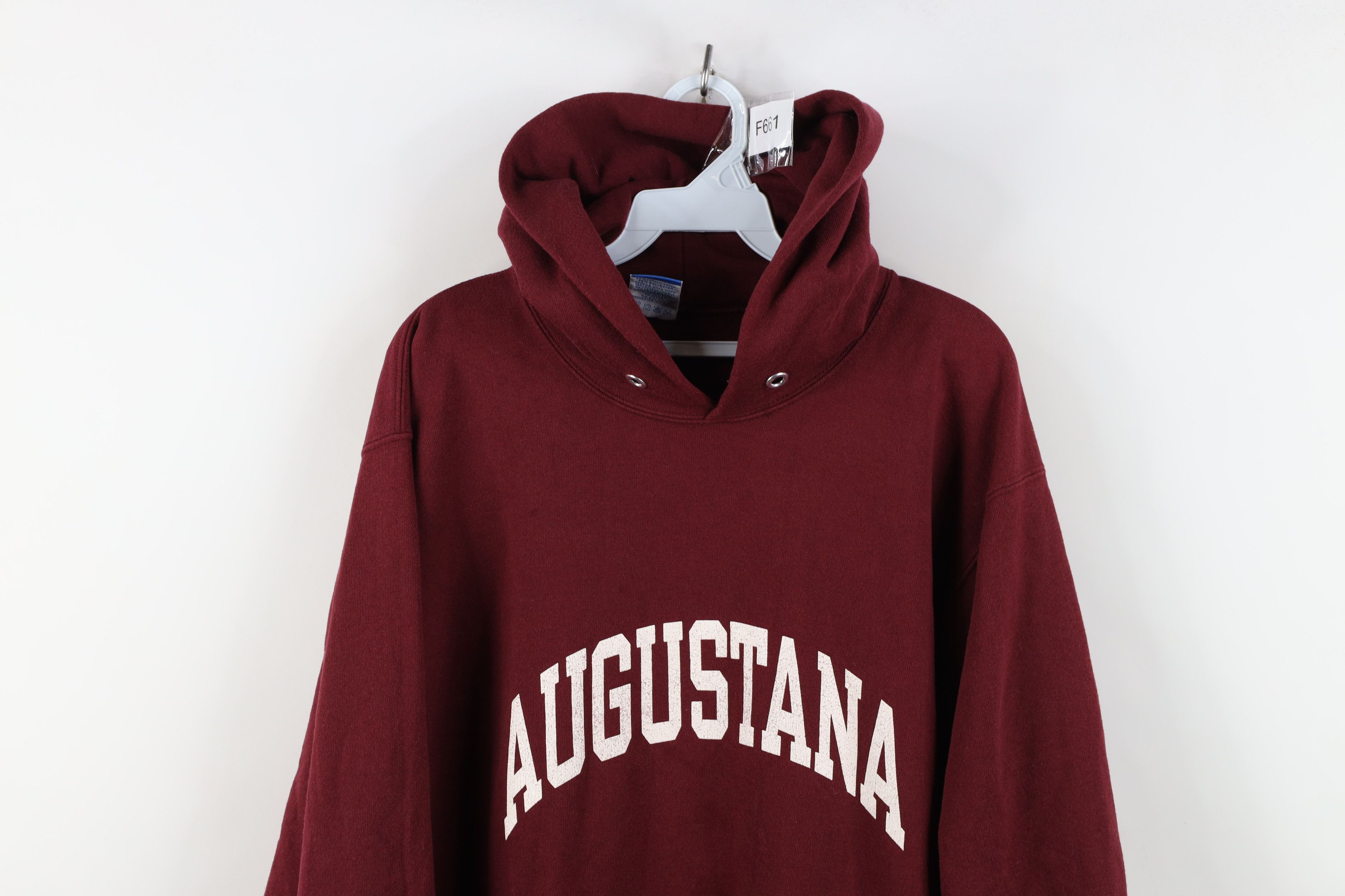 Champion Vintage 90s Champion Augustine Hoodie Sweatshirt Burgundy Size US XL / EU 56 / 4 - 2 Thumbnail