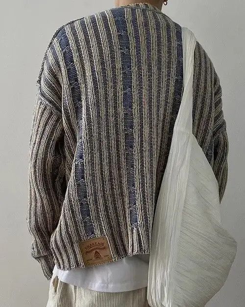 VIBE Retro y2k reversible cable knit pullover sweater knitwear Size US L / EU 52-54 / 3 - 4 Thumbnail