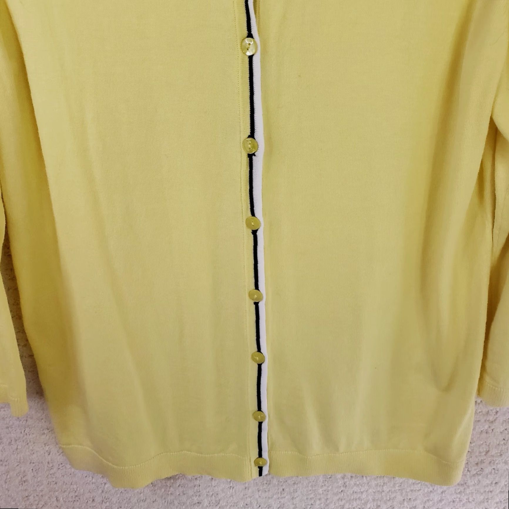 Talbots VINTAGE Talbots Women's L Yellow Cardigan Sweater 3/4 Sleeve Button Front Pima Cotton Size L / US 10 / IT 46 - 4 Thumbnail