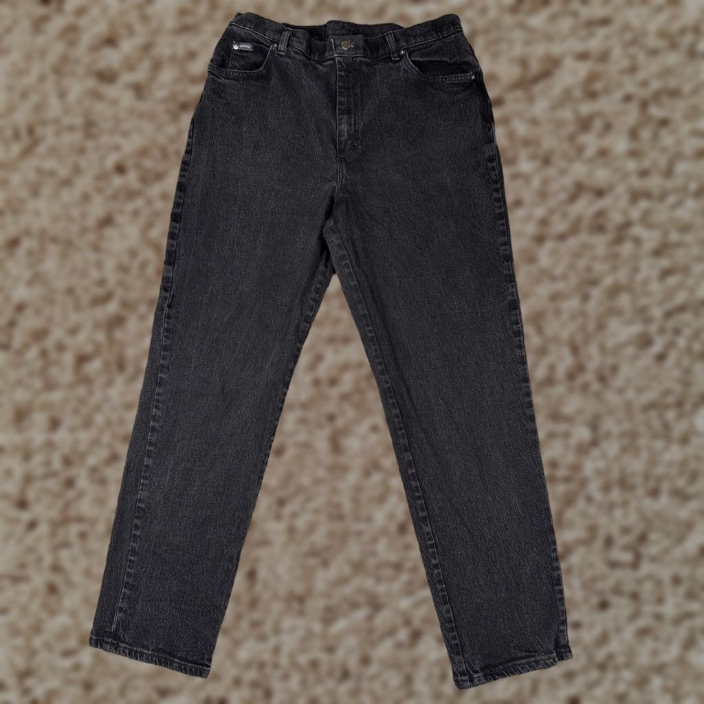 Lee Riders by Lee Jeans Womens Black Tapered Leg High Rise 32x30 Denim Stretch 5-Pocket ZIP Button Size 38" / US 16 / IT 52 - 1 Thumbnail
