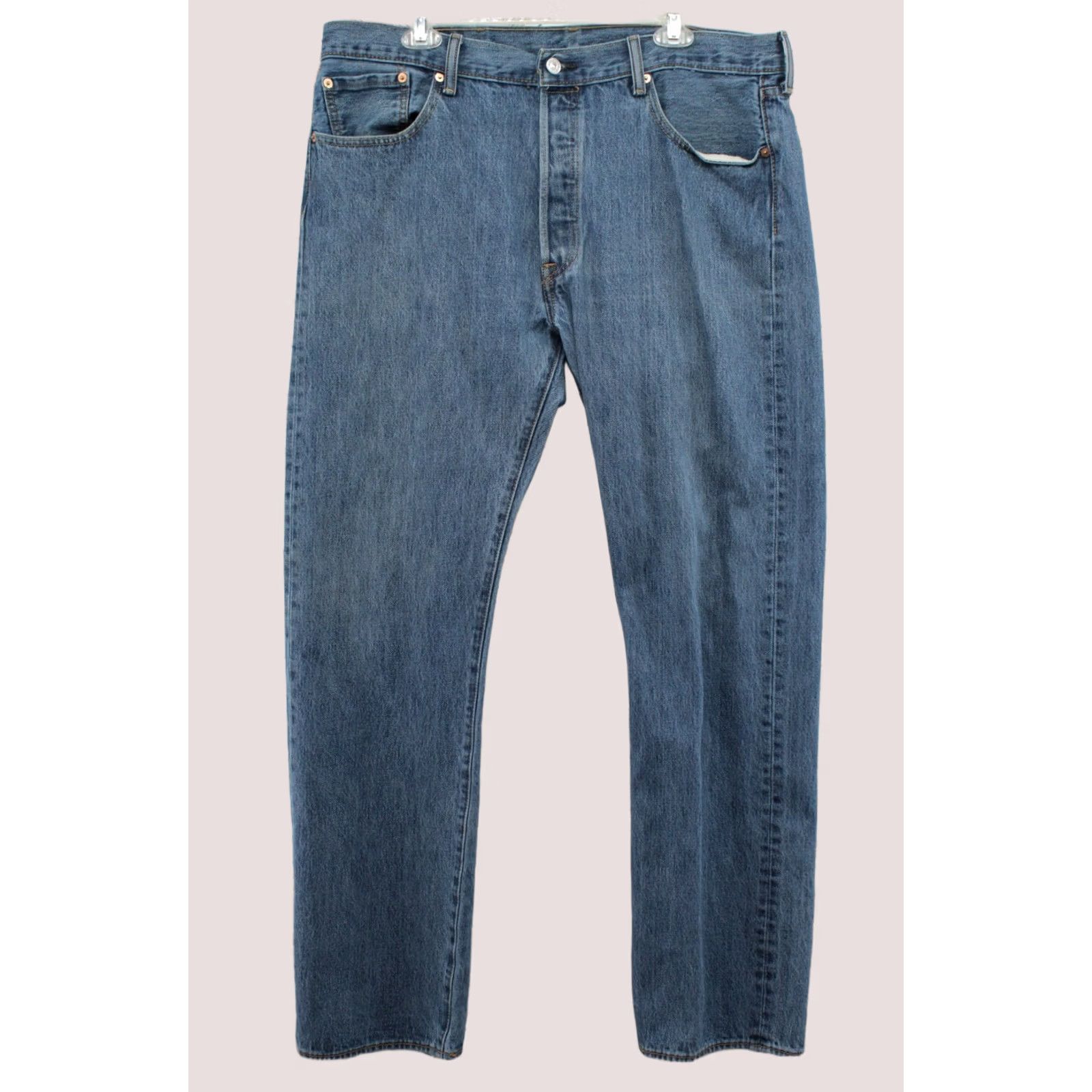 Levi's Levi's 501 Jeans Mens 38X34 Button Fly Blue Denim High Rise Stretch USA Cowboy Regular Moderate Pockets Logo 5-Pocket Size US 38 / EU 54 - 1 Thumbnail