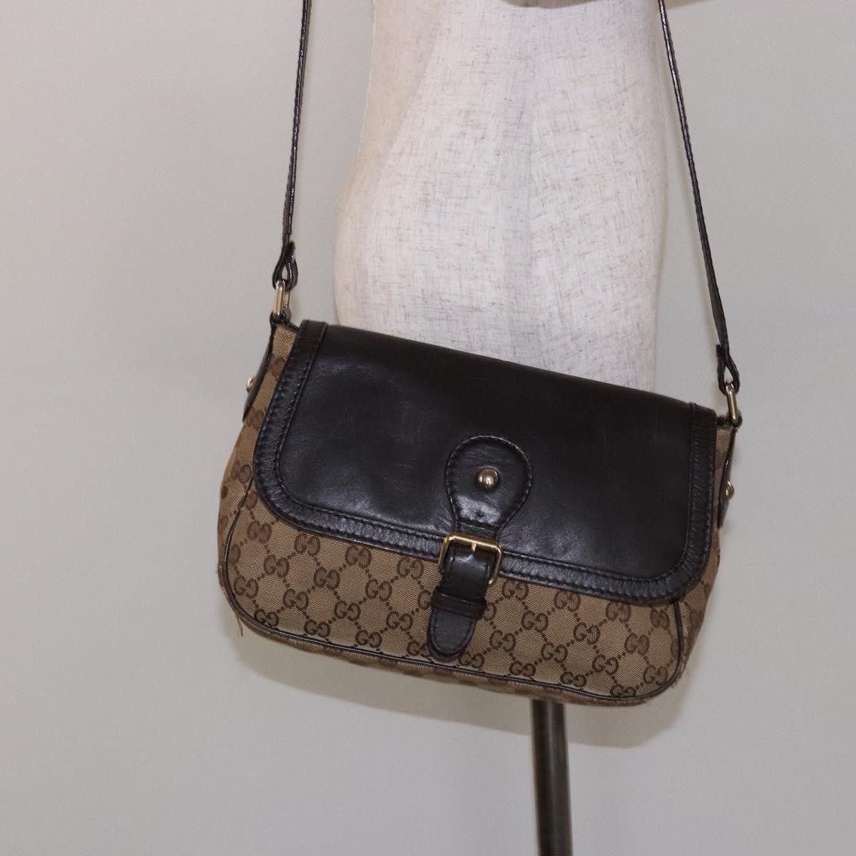 Gucci GUCCI GG Canvas Shoulder Bag Beige Silver Brown Size ONE SIZE - 23 Thumbnail