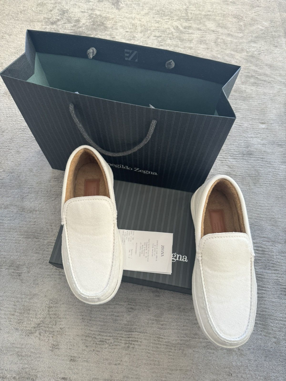 Ermenegildo Zegna Zegna Off White Wool Slip On Sneaker Size US 10 / EU 43 - 2 Thumbnail