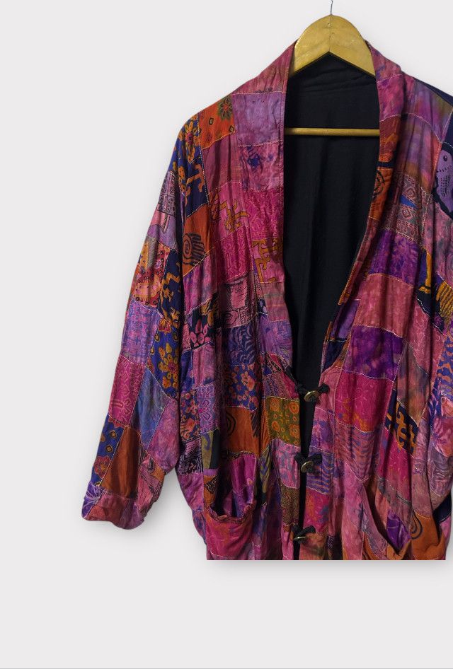 Japanese Brand Multicolour Unique Patchwork Vintage Handwoven Jacket Coat Size US M / EU 48-50 / 2 - 3 Thumbnail