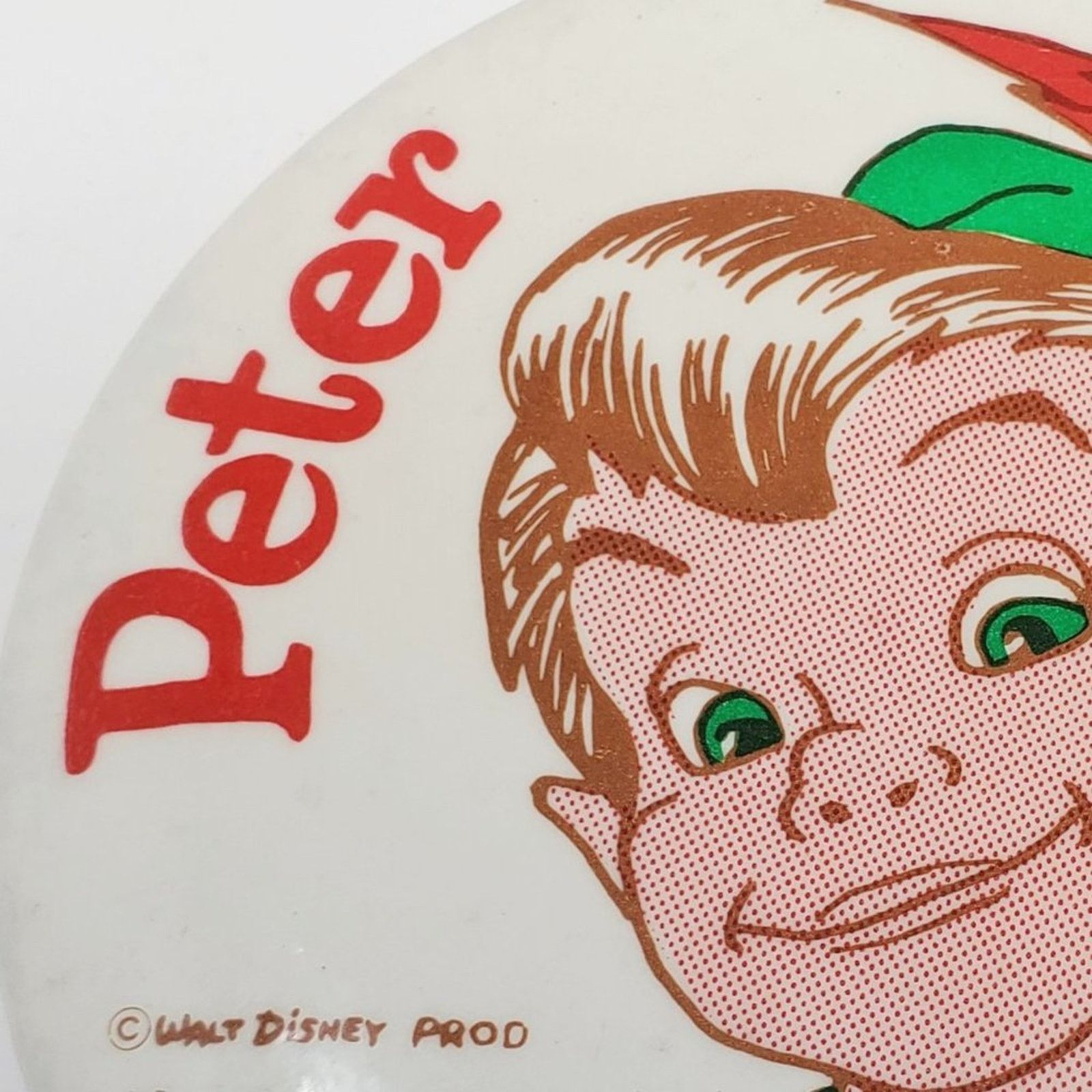 Disney Vintage Walt Disney Productions Peter Pan Large Round Button Size ONE SIZE - 5 Thumbnail