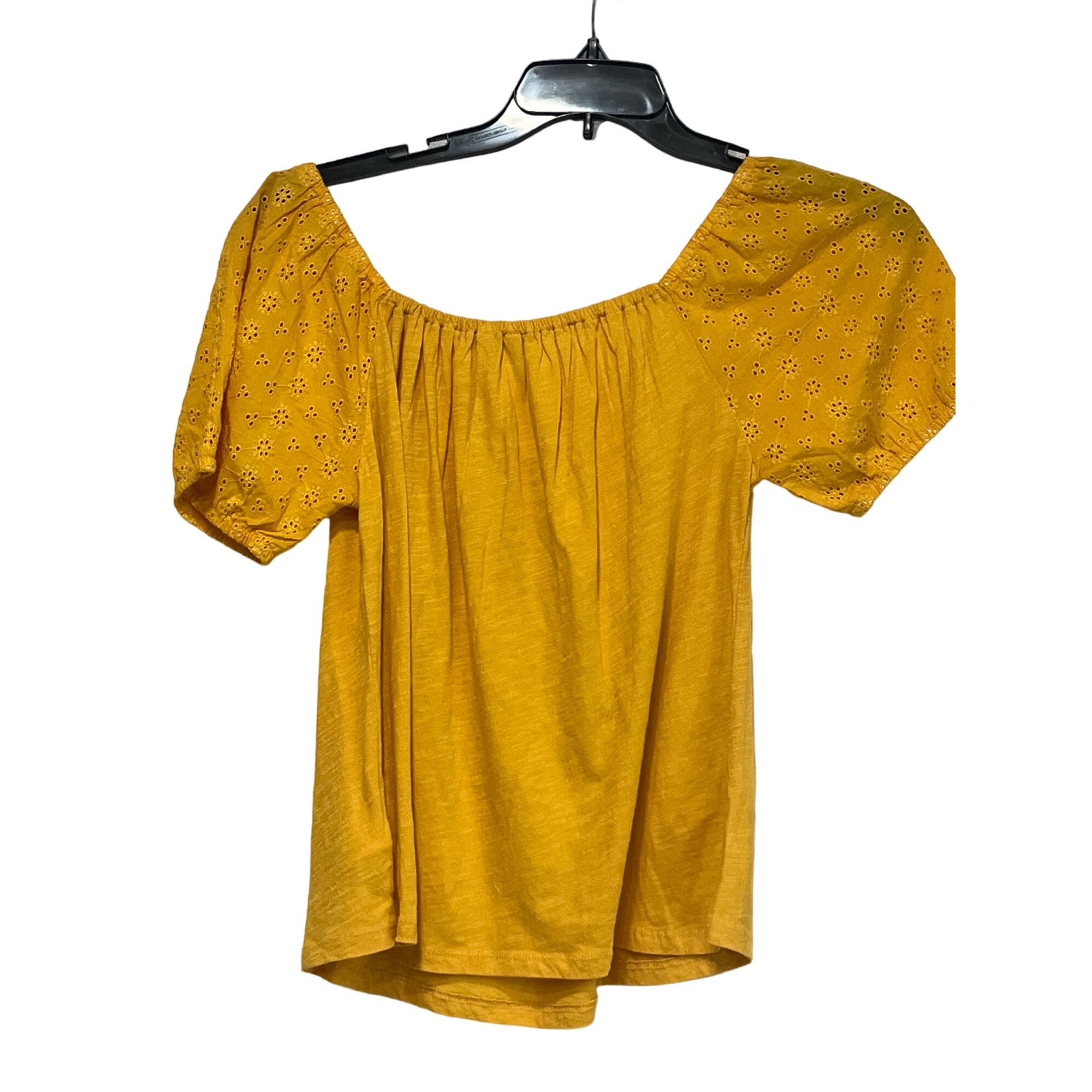 Lucky Brand Lucky Brand women’s Eyelet-sleeve cotton top, warm yellow, S Size S / US 4 / IT 40 - 11 Thumbnail