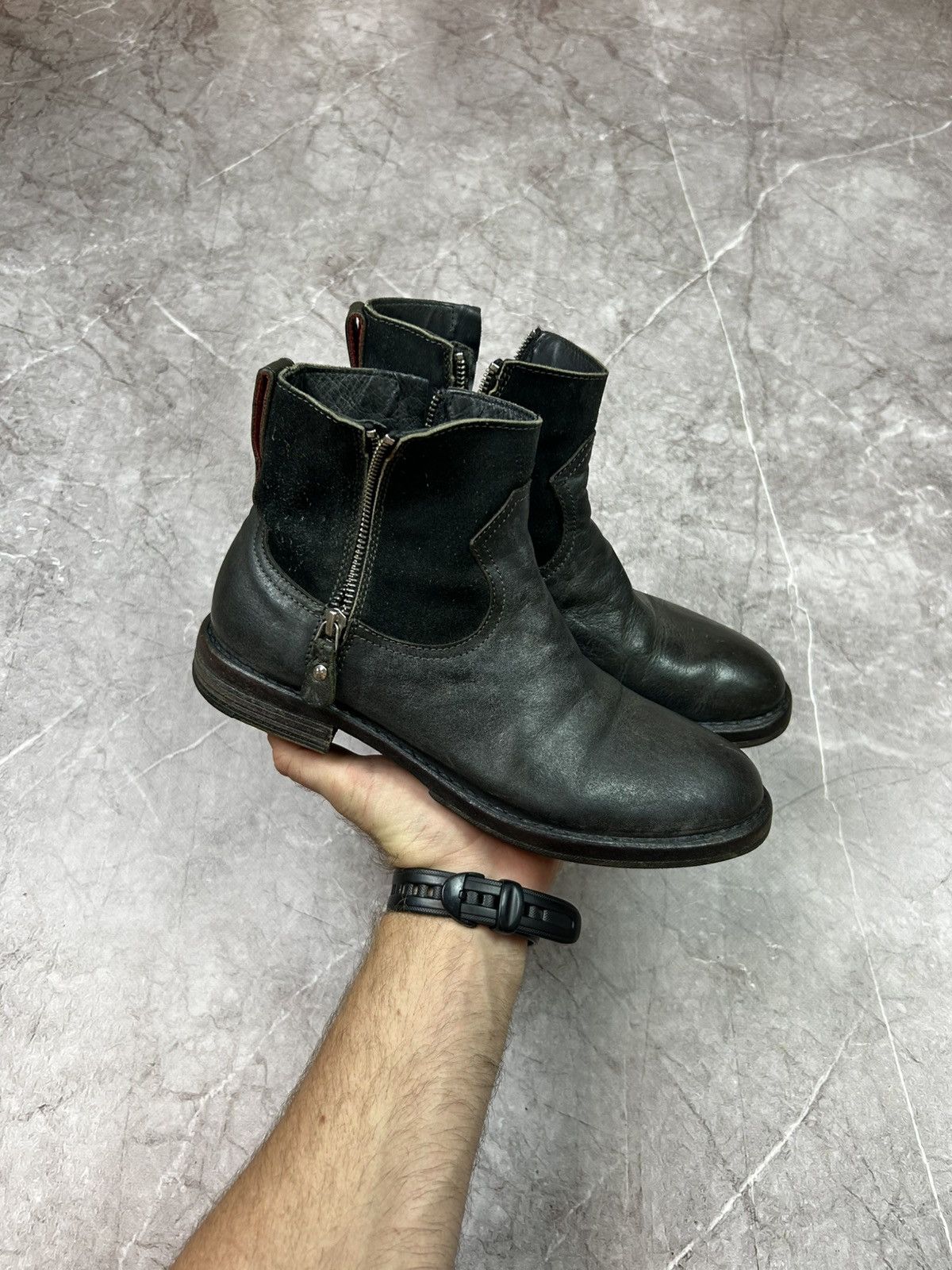 MoMA Women's Moma Biker Chelsea Leather Ankle Boots Dual Zip Size US 9 / IT 39 - 13 Thumbnail