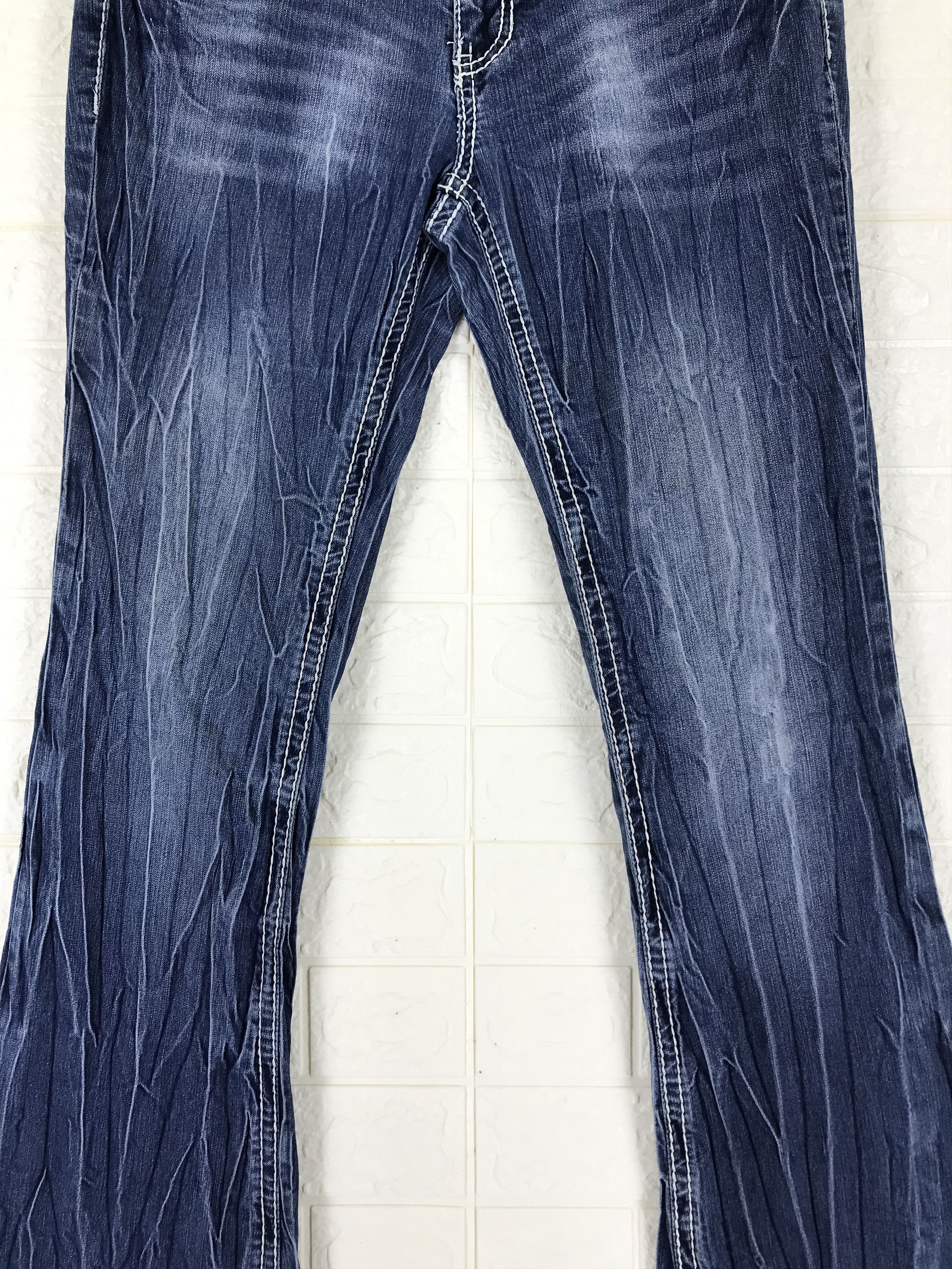 If Six Was Nine Vintage Japanese Super Flare Jeans Blue Washed Denim Size 30" / US 8 / IT 44 - 2 Thumbnail