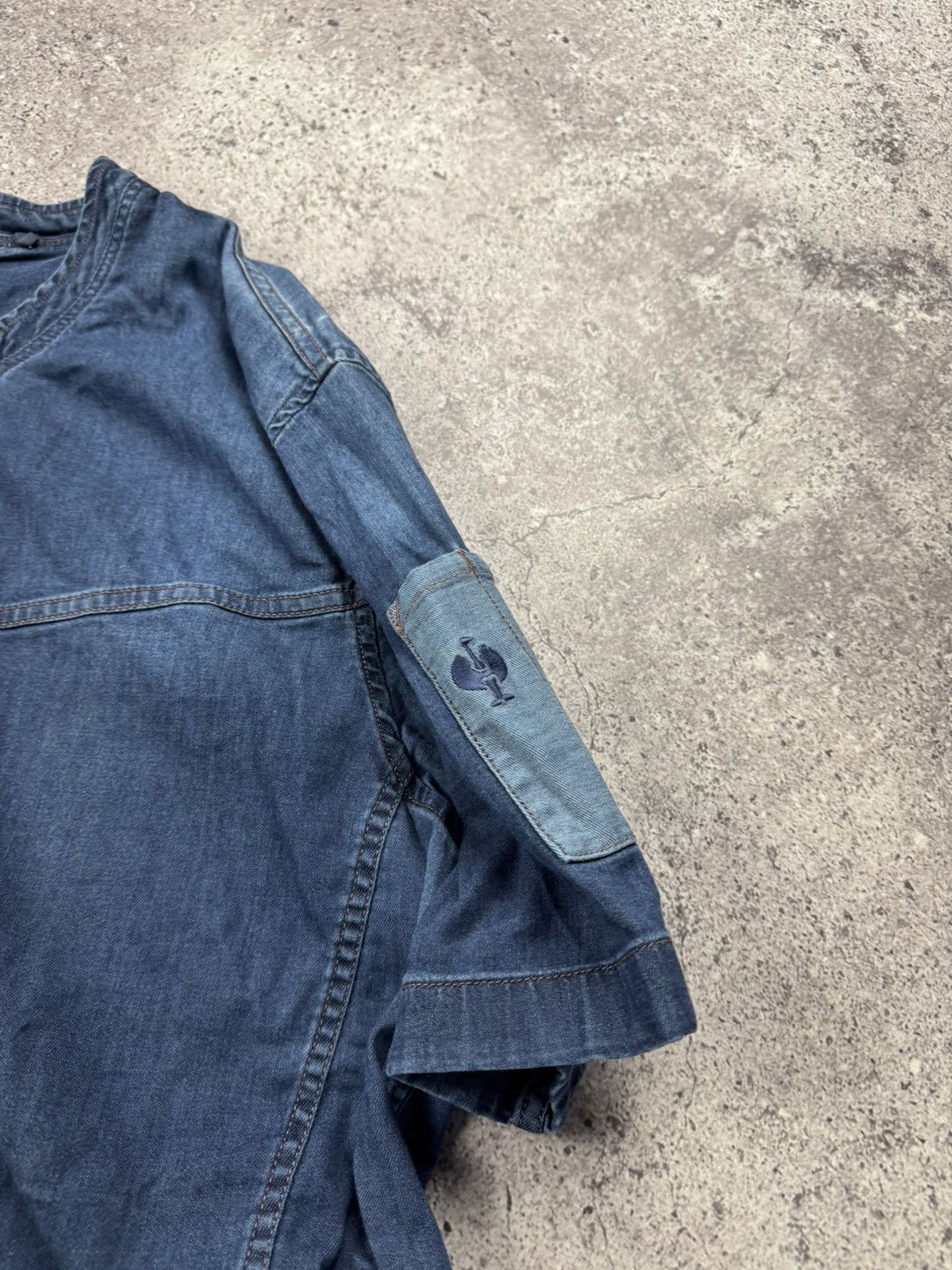 Garment Reproduction of Workers Vintage Engelbert Strauss Denim Workwear Shirt Distressed Size US XL / EU 56 / 4 - 8 Thumbnail