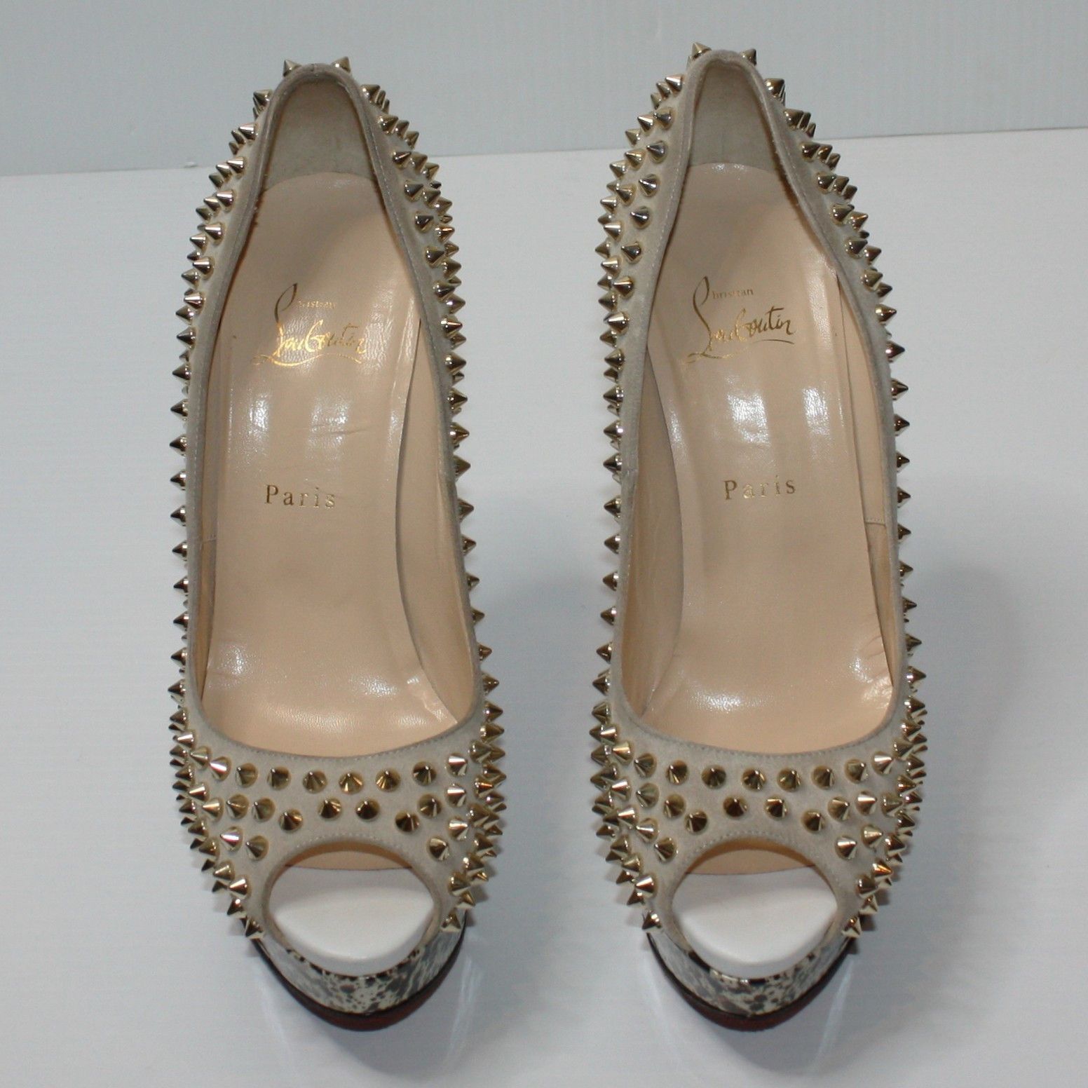 Christian Louboutin Platform Lady Peep Spike Studded Shoes in EU 40.5 / US 10.5 Size US 10.5 / IT 40.5 - 4 Thumbnail
