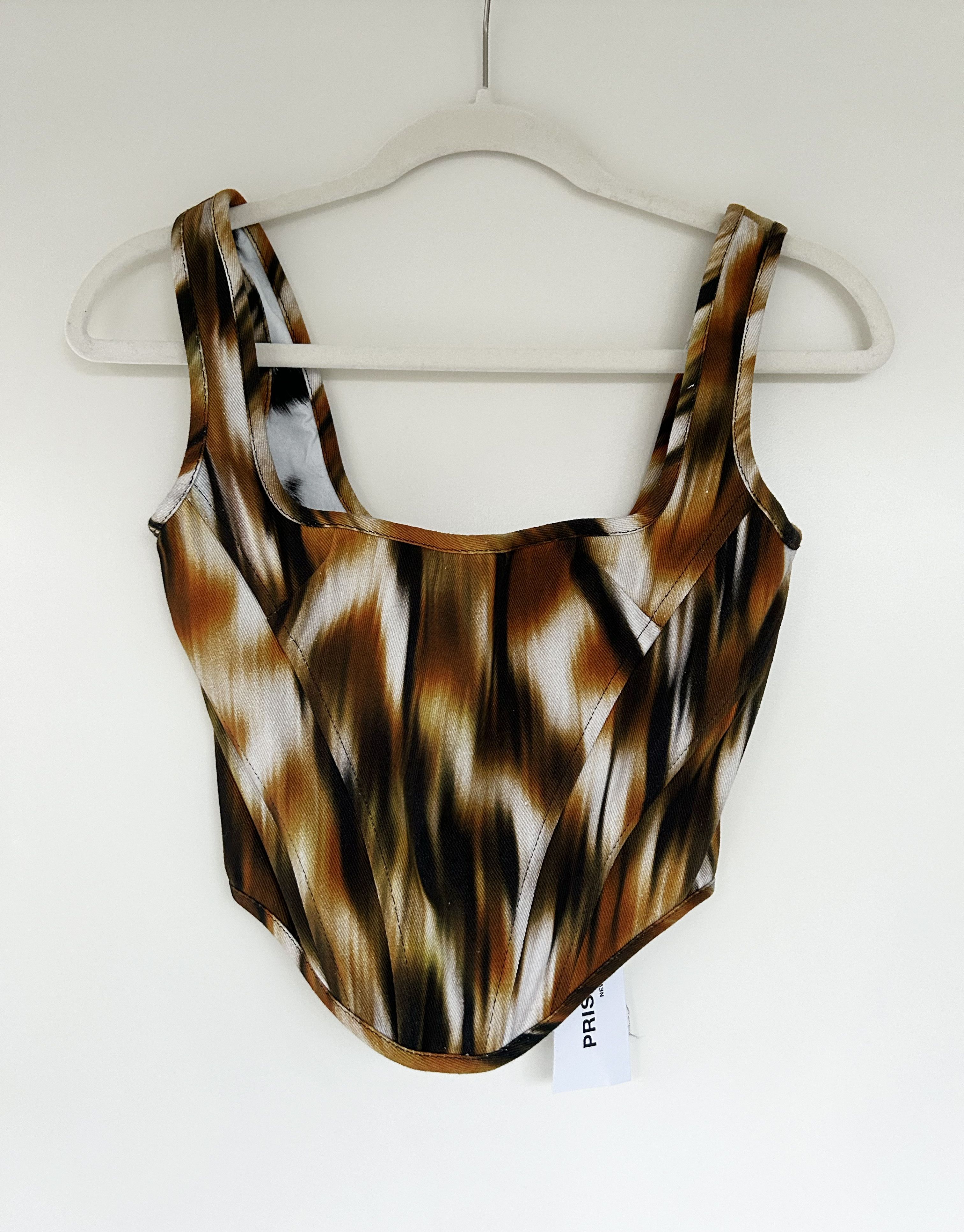 image of Priscavera Bustier / Corset Top in Brown/White, Women's (Size XS)