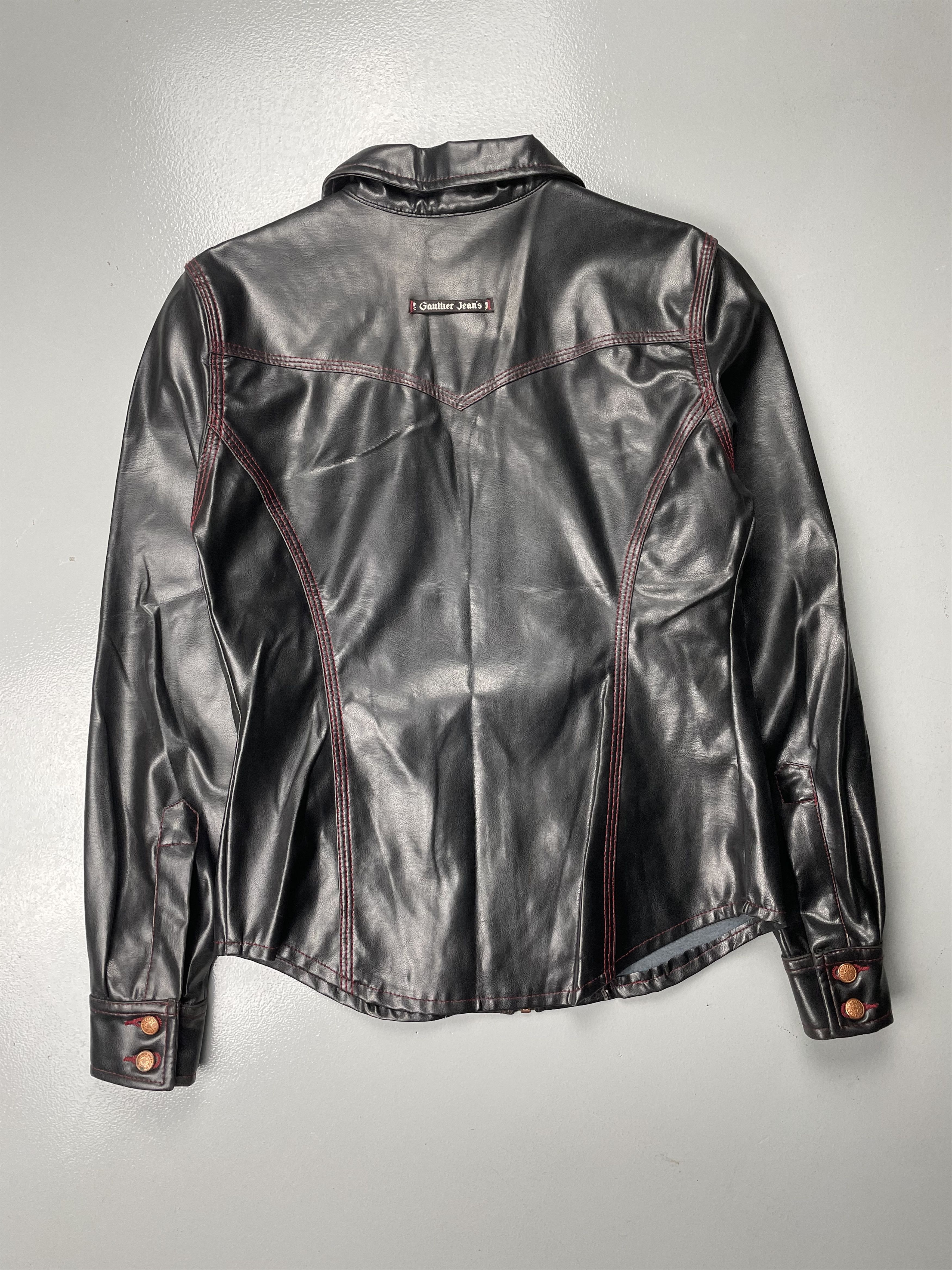 Jean Paul Gaultier vintage Gaultier Jean's faux leather zip-up shirt Size XS / US 0-2 / IT 36-38 - 3 Thumbnail
