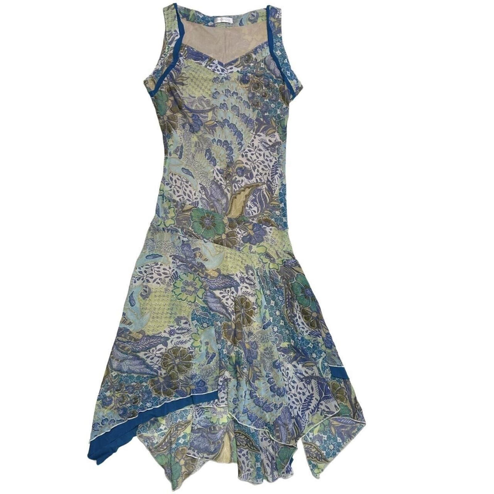 image of Pre Owned Vintage Mermaid Asymmetrical Maxi Dress Premod Small in Blue, Women's