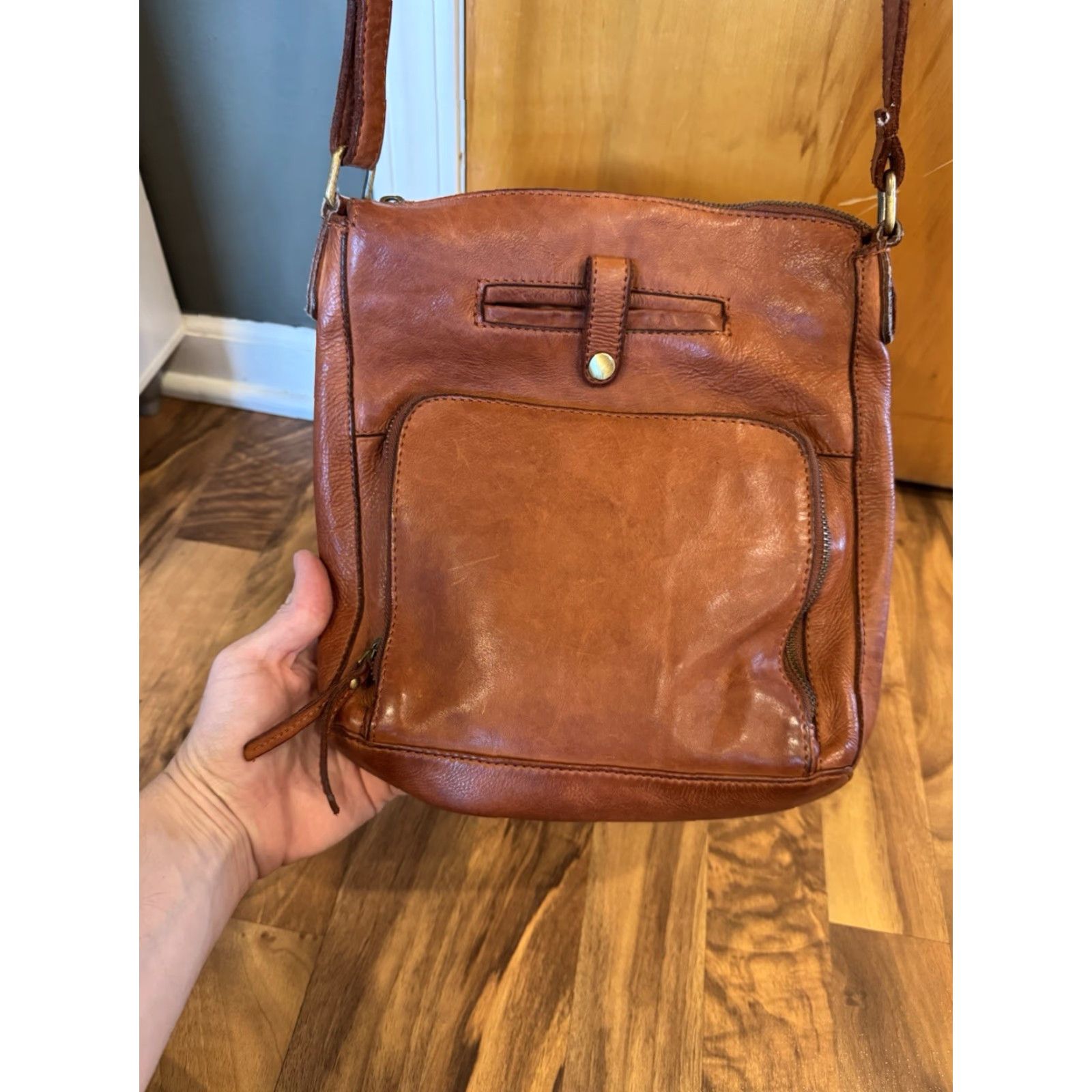 Vintage Milo Luna Cognac Leather Crossbody Bag Medium Size ONE SIZE - 3 Thumbnail