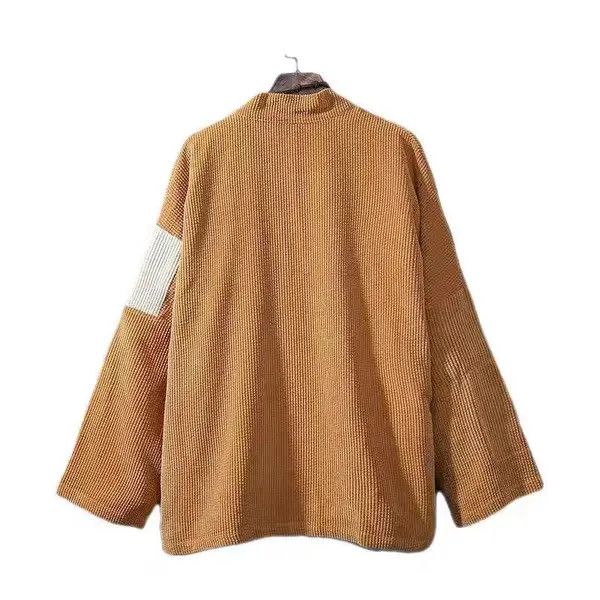 VIBE Army green patchwork corduroy kimono cardigan jacket Size US XL / EU 56 / 4 - 6 Thumbnail