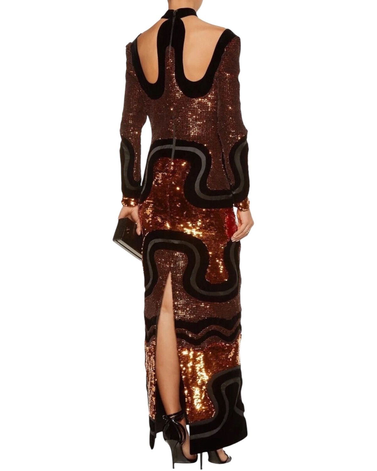Tom Ford Tom Ford FW 2015 Runway Cutout Copper Sequin & Velvet Gown Size XS / US 0-2 / IT 36-38 - 4 Thumbnail