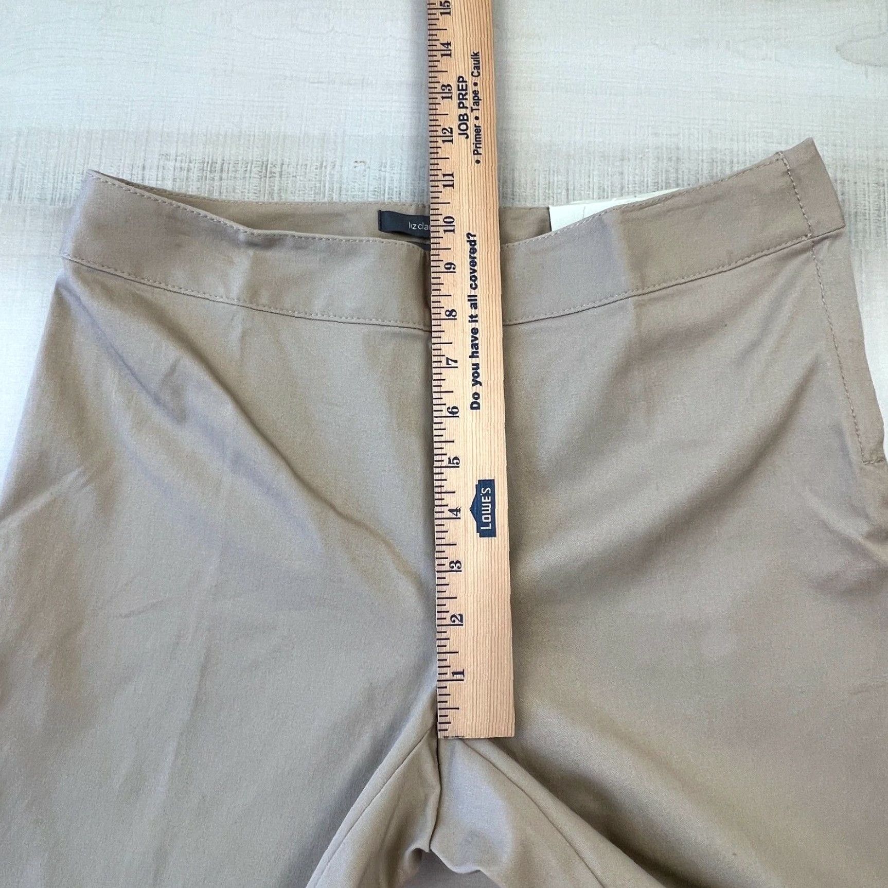 Liz Claiborne Liz Claiborne Women's Beige Cropped Pants 4 Audra Flat Front Mid Rise Cotton Spandex Zip Closure Size 27" / US 4 / IT 40 - 6 Thumbnail