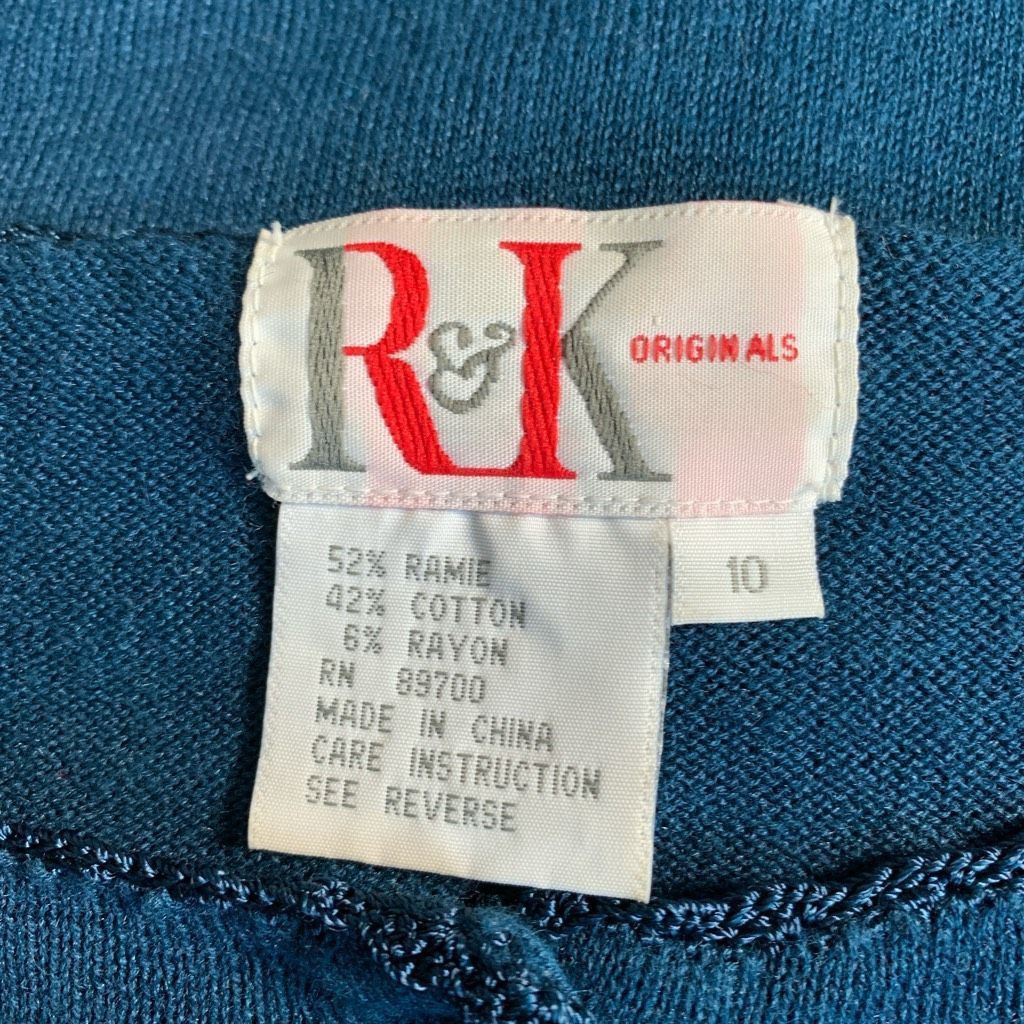 Vintage Vintage R&K Originals Teal Blue Floral Short Sleeve Knit Car Size L / US 10 / IT 46 - 8 Thumbnail
