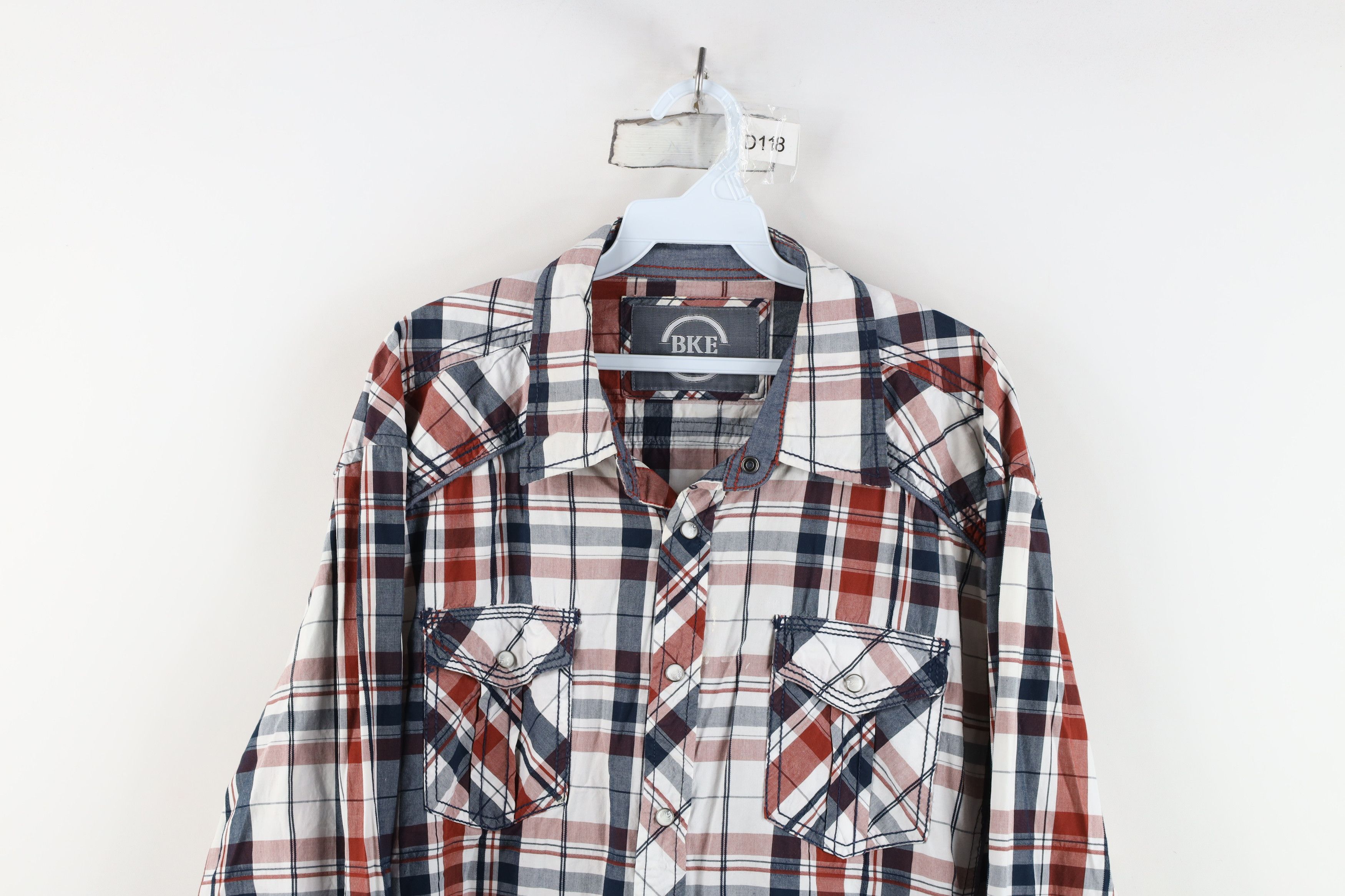 Vintage Buckle BKE Distressed Thick Stitch Snap Button Shirt Plaid Size US XL / EU 56 / 4 - 2 Thumbnail
