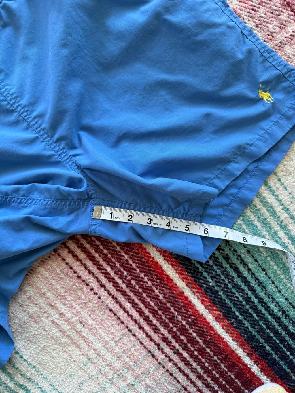 Polo Ralph Lauren Vintage Polo Ralph Lauren Blue Swim Trunks M with Yellow Wai Size US 34 / EU 50 - 7 Thumbnail