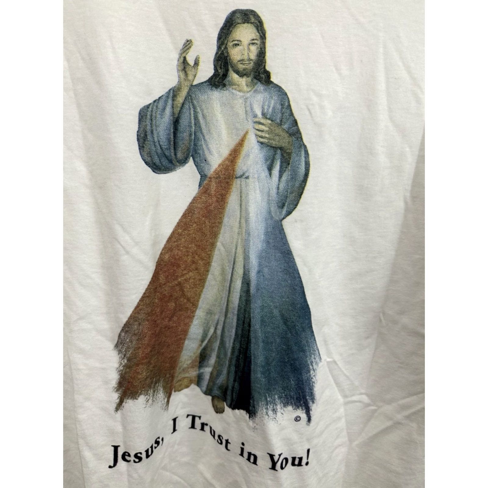 Hanes VTG Jesus I Trust In You Double Sided T-Shirt Men L White Nike Shirts Size US L / EU 52-54 / 3 - 3 Thumbnail