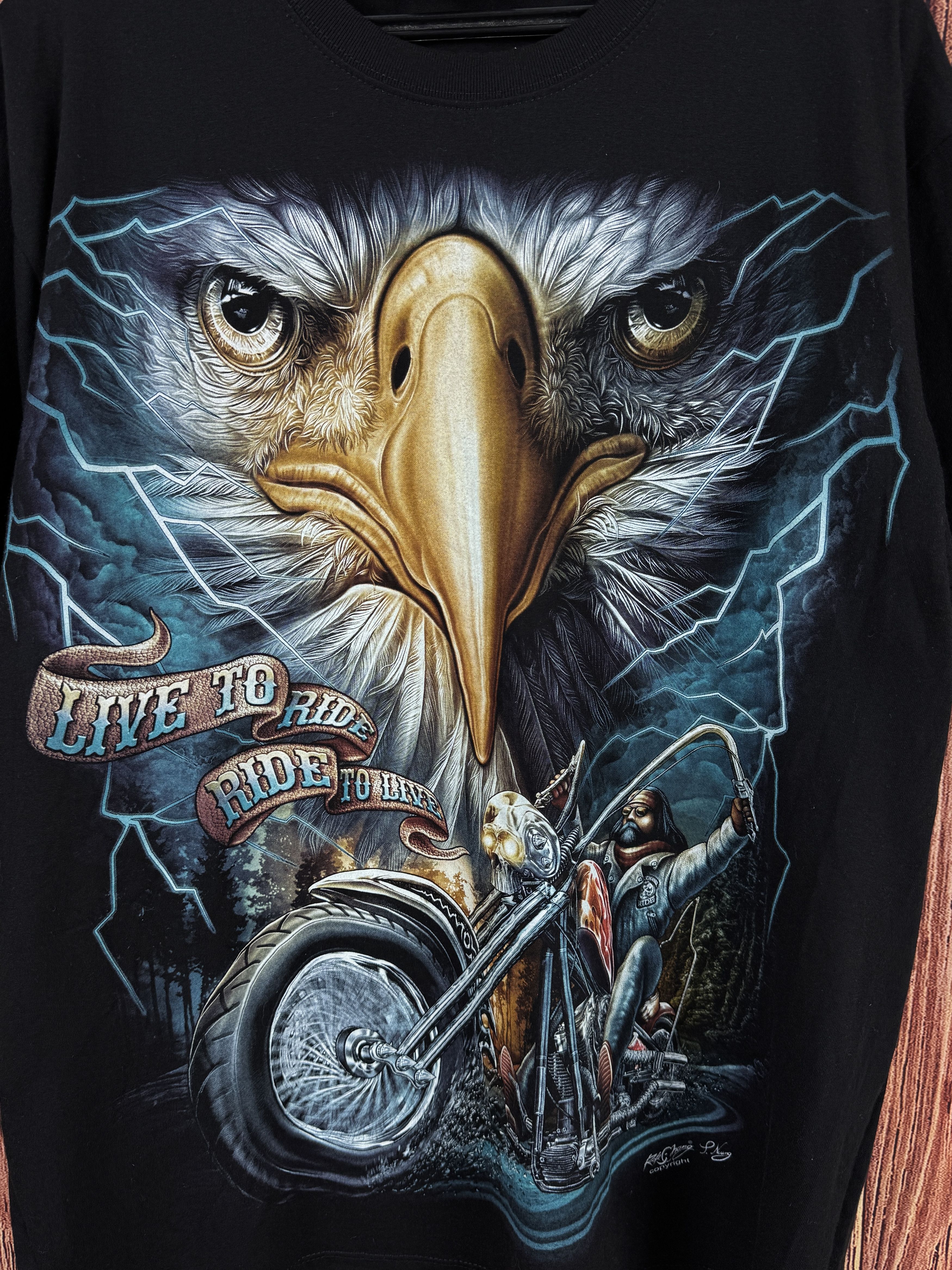 Other Rock Chang Live To Ride Black T-Shirt Size US L / EU 52-54 / 3 - 4 Thumbnail