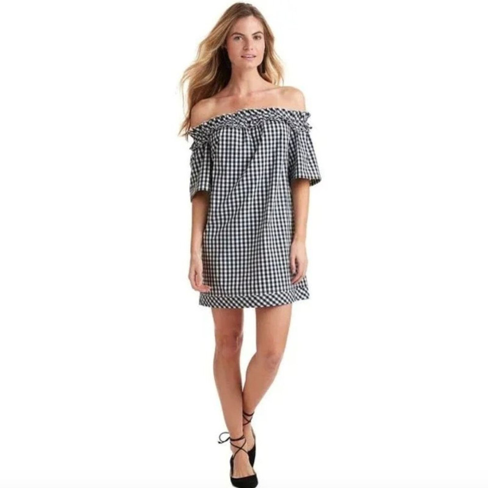 Vineyard Vines NEW VINEYARD VINES Black White Gingham Ruffle Mini Dress Size XXS / US 00 / IT 34 - 12 Thumbnail