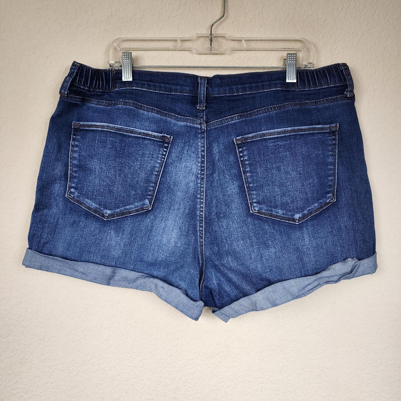 Other Distressed Dark Blue Denim Shorts with Rolled Hem Size 19 Size 32" / US 10 / IT 46 - 2 Thumbnail