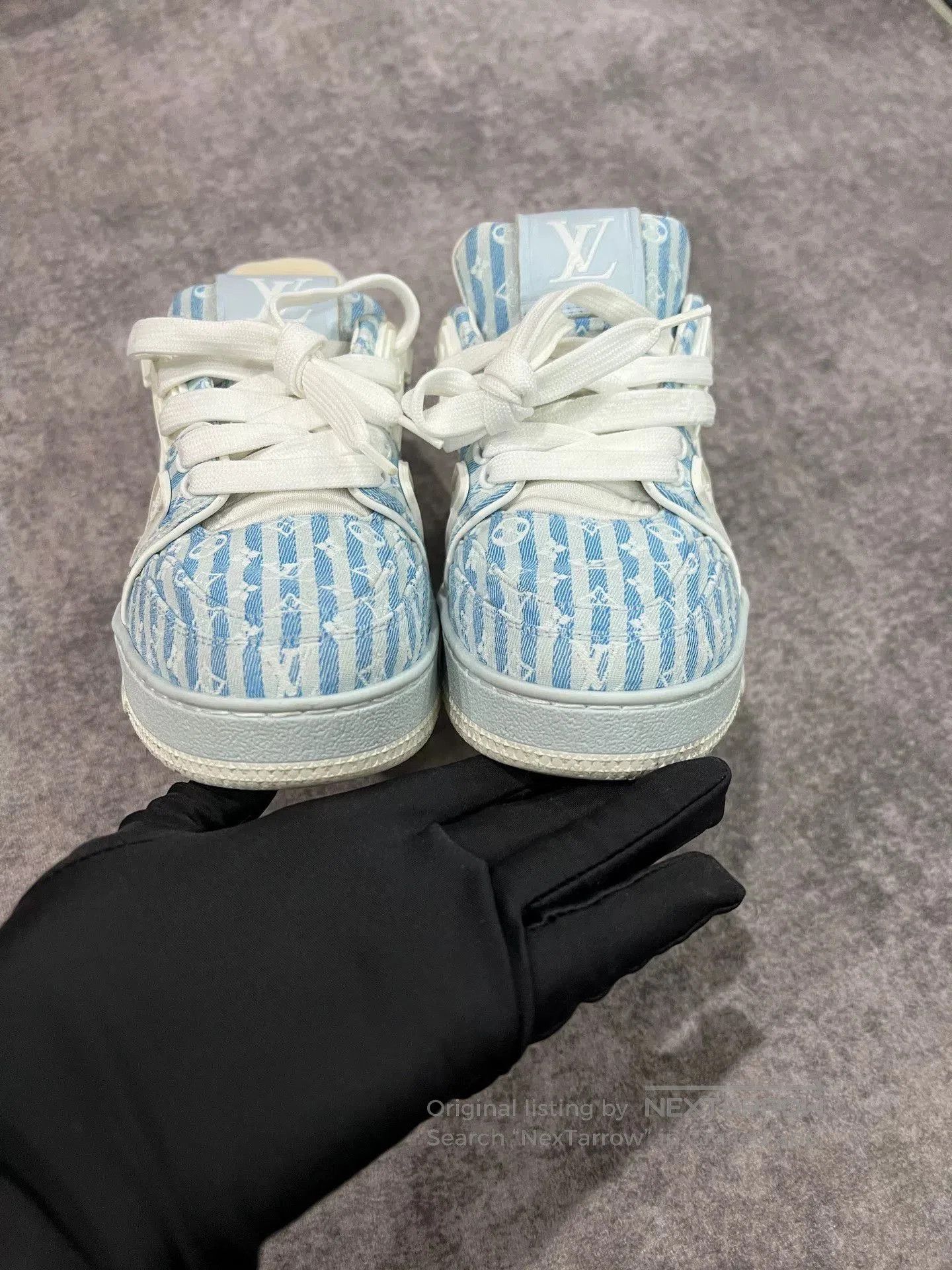 Louis Vuitton lv striped trainer shoes in blue. Size US 5 / EU 37 - 4 Thumbnail