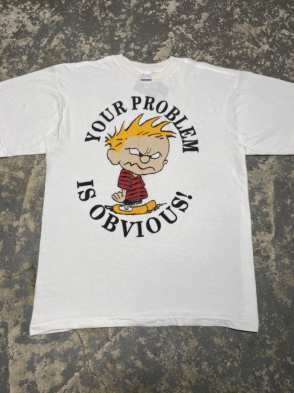 Japanese Brand × Vintage Vintage Calvin And Hobbes Your Problem Is Obvious 90s Tshirt Size US L / EU 52-54 / 3 - 6 Thumbnail