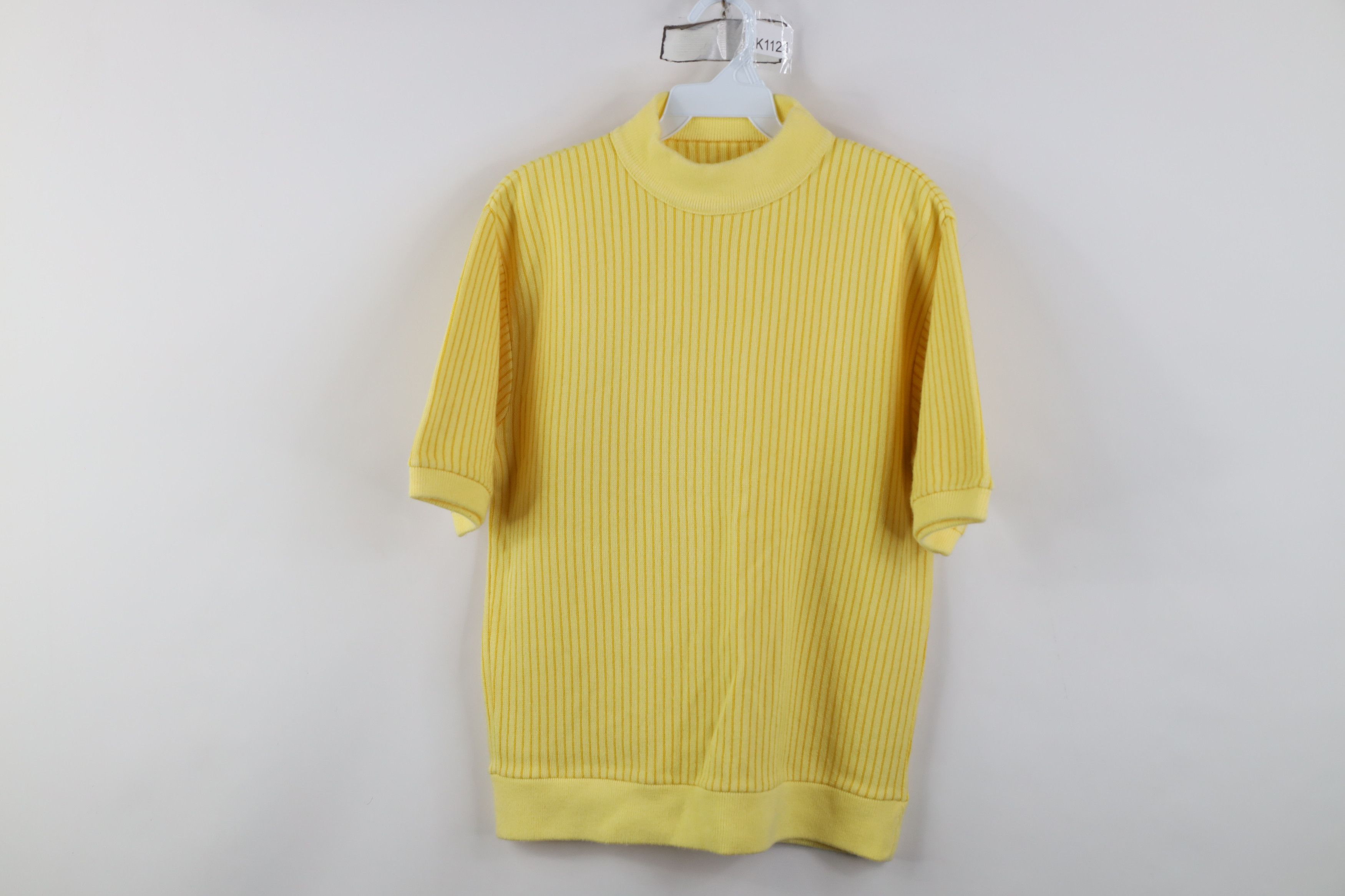 Vintage Vintage 50s Streetwear Short Sleeve Ringer Mock Neck Sweater Size US S / EU 44-46 / 1 - 1 Thumbnail