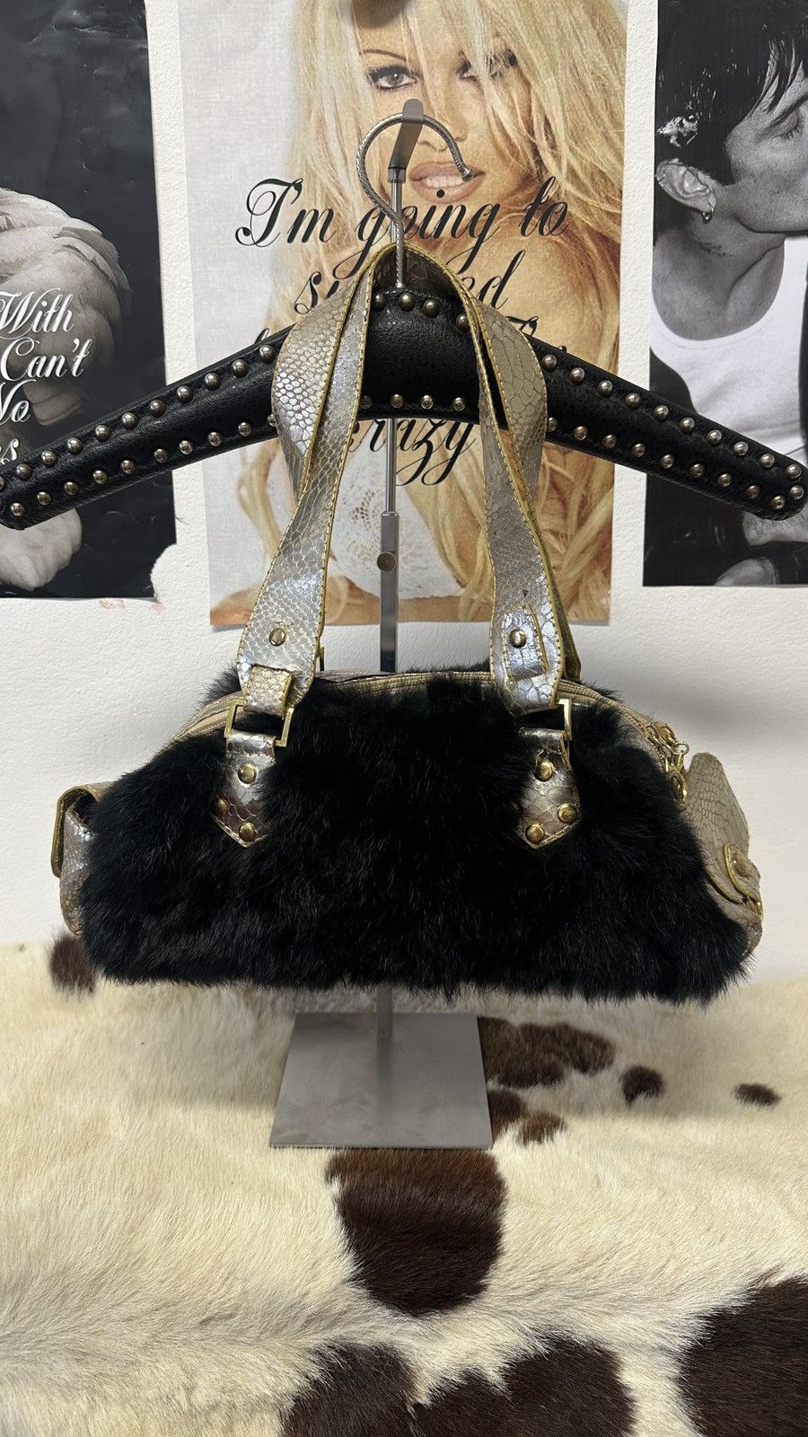Vintage Vintage rabbit fur shoulder bag Size ONE SIZE - 3 Thumbnail
